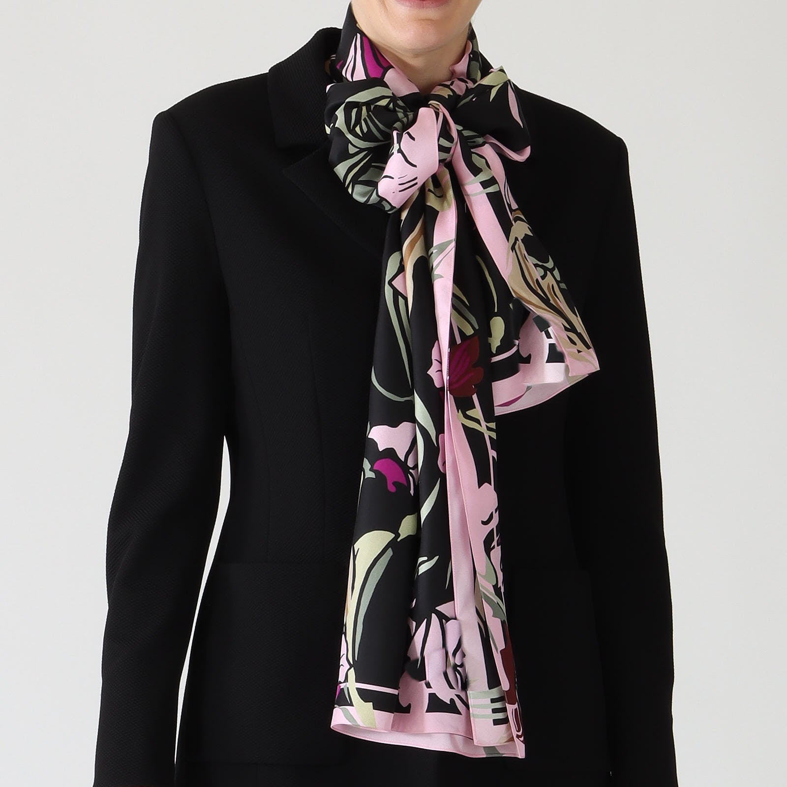 Black Twine Print Silk Scarf