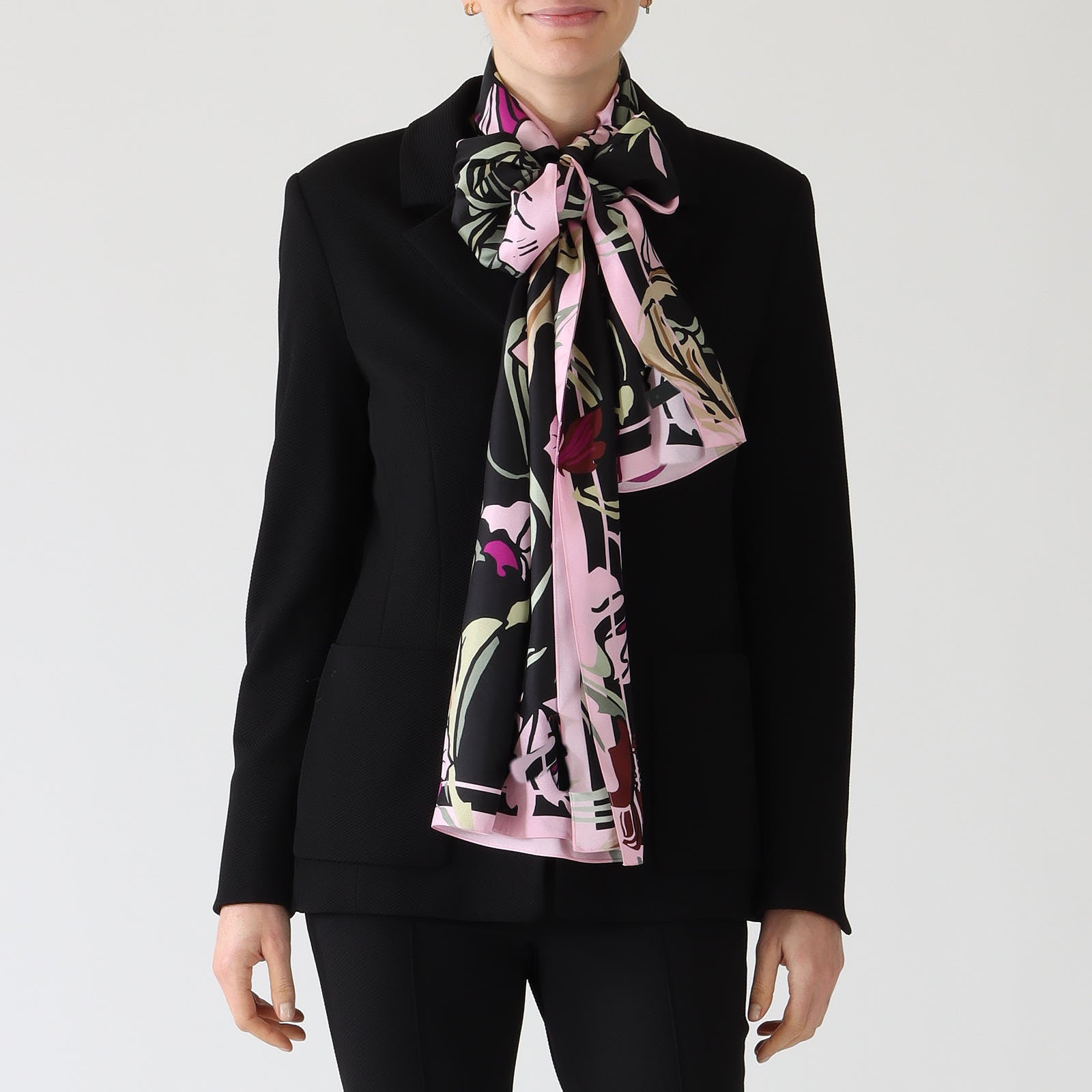 Black Twine Print Silk Scarf