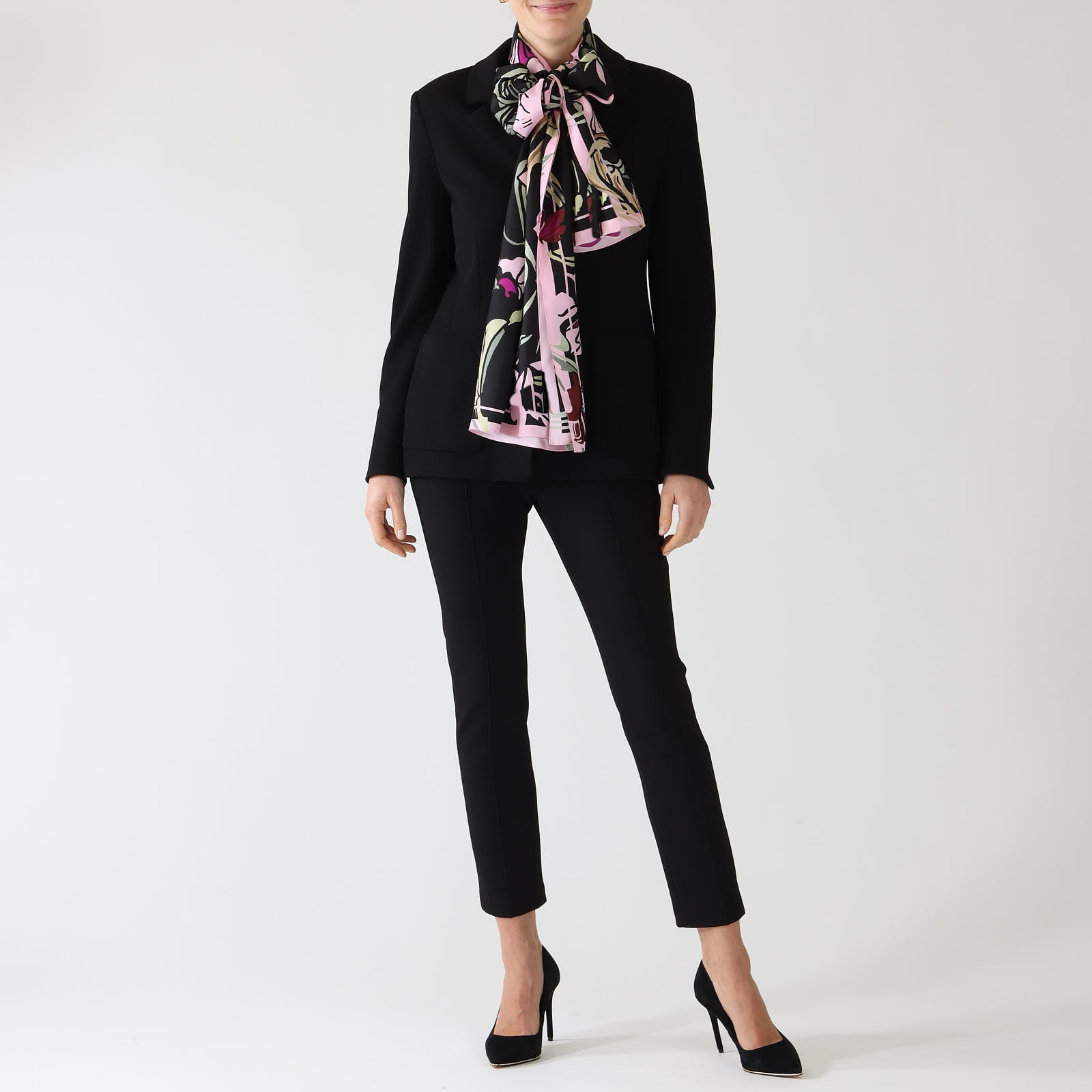 Black Twine Print Silk Scarf