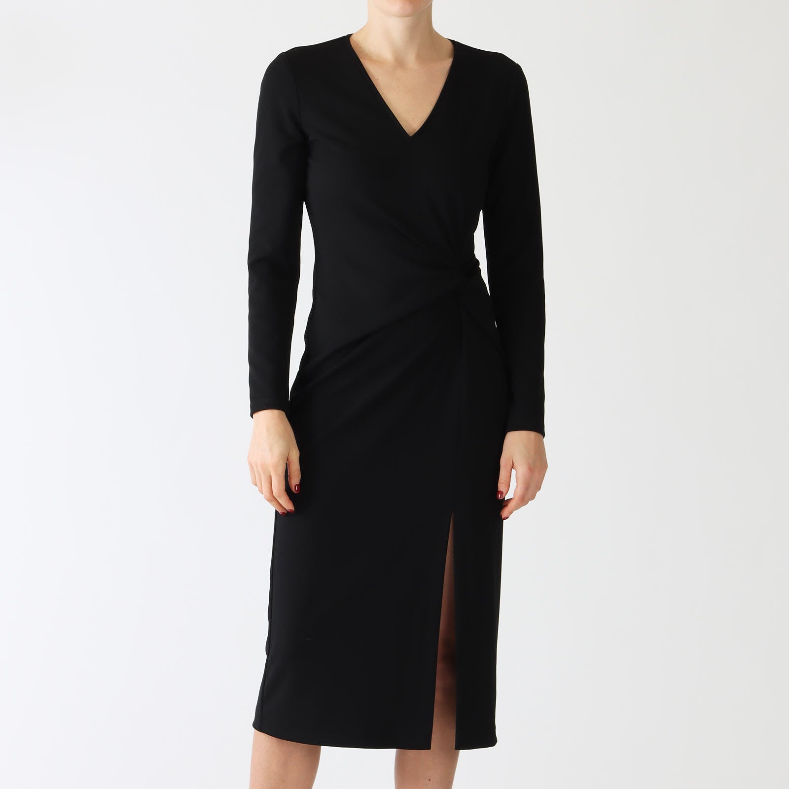 Black V-Neck Wrap Style Dress