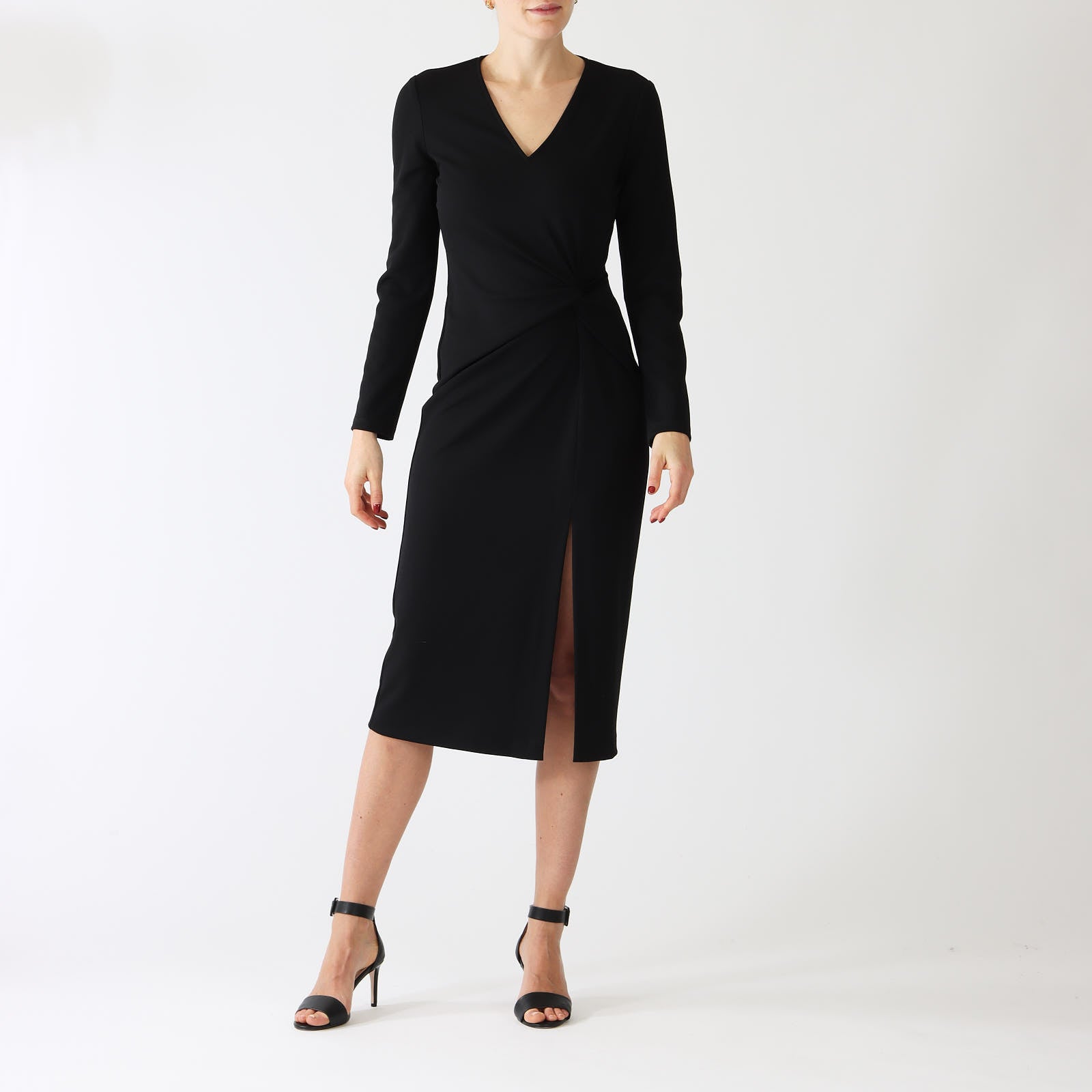 Black V-Neck Wrap Style Dress