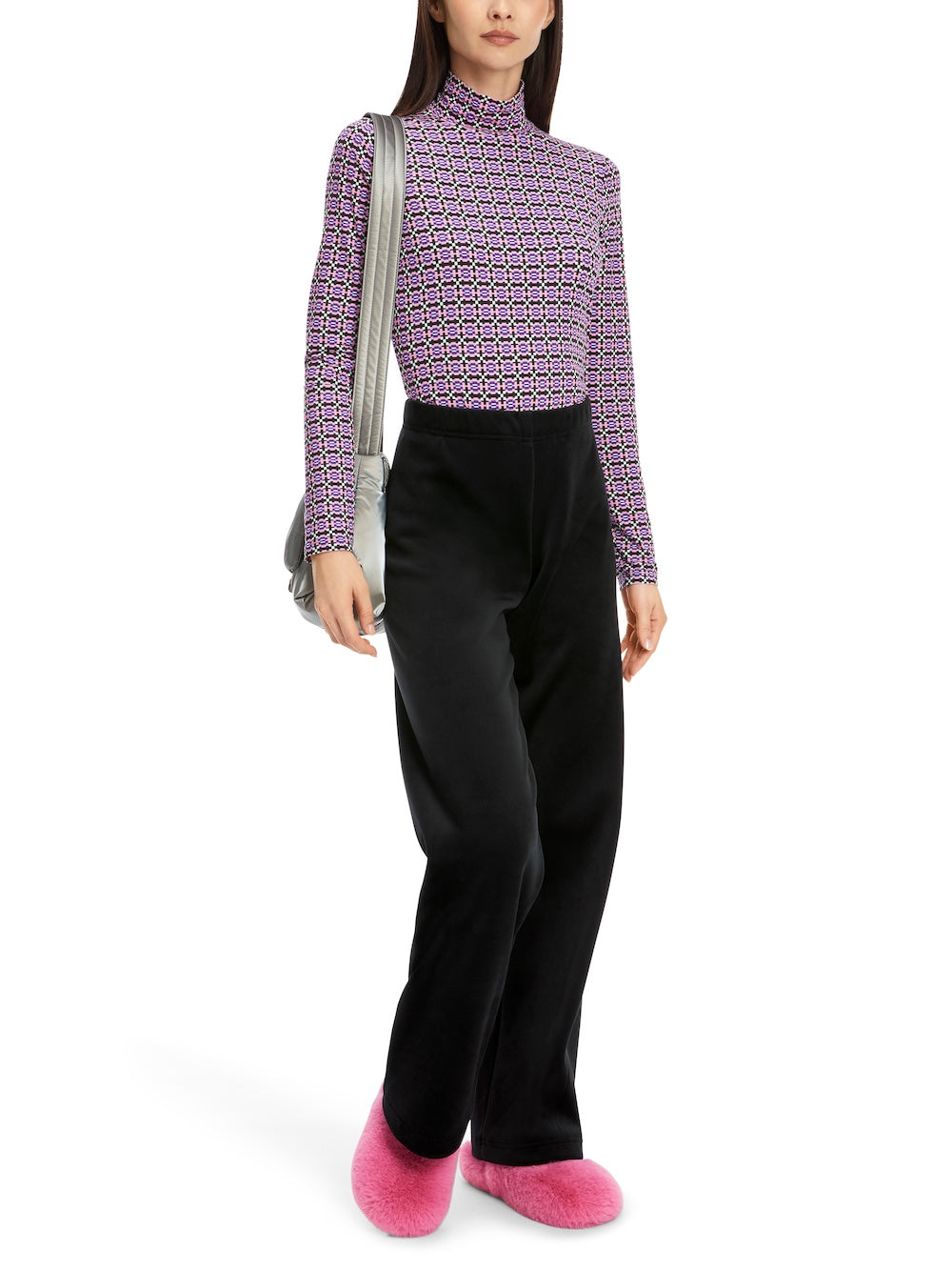 Black Welby Wide Leg Ribbed Jersey Pants