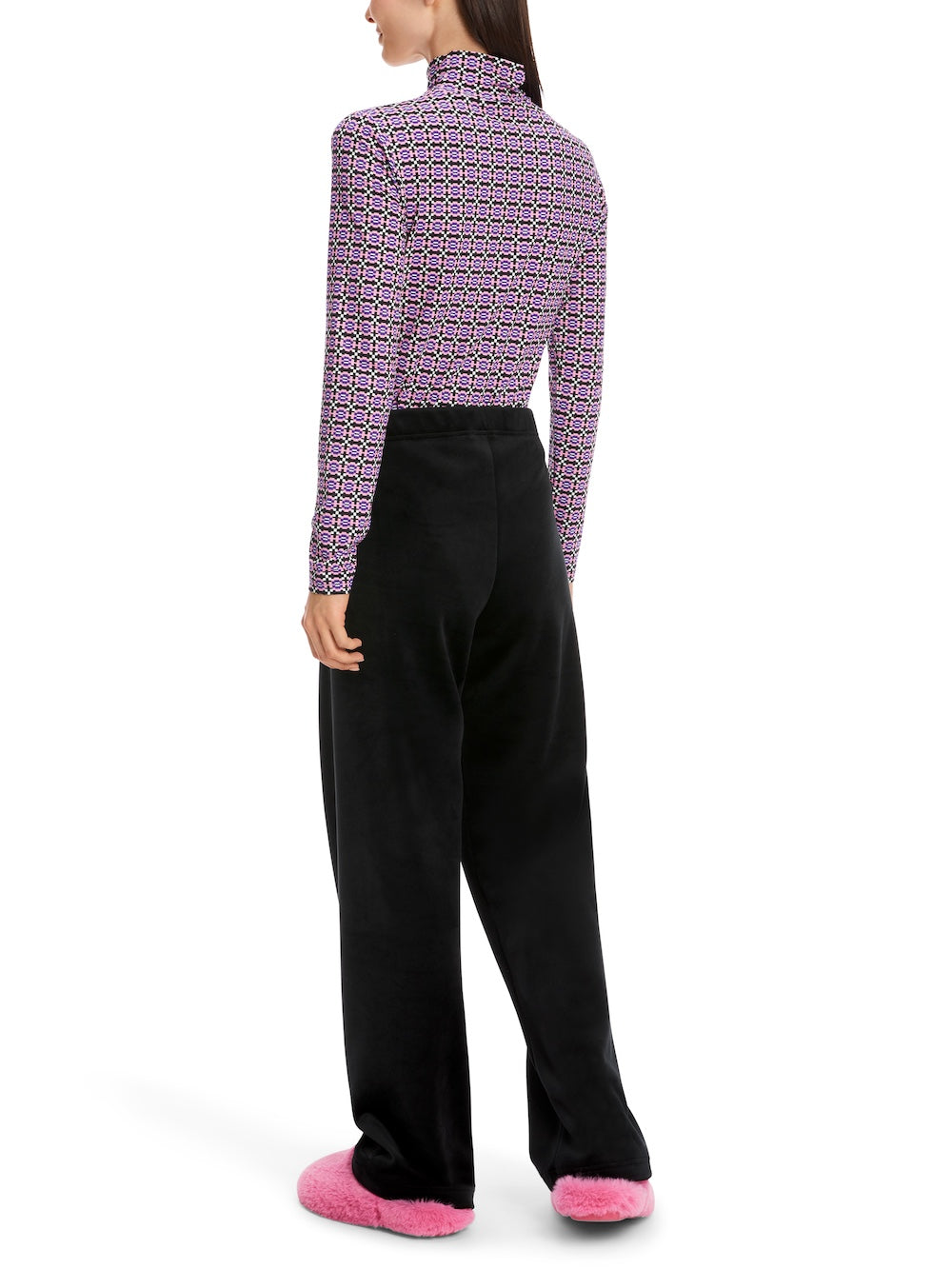 Black Welby Wide Leg Ribbed Jersey Pants