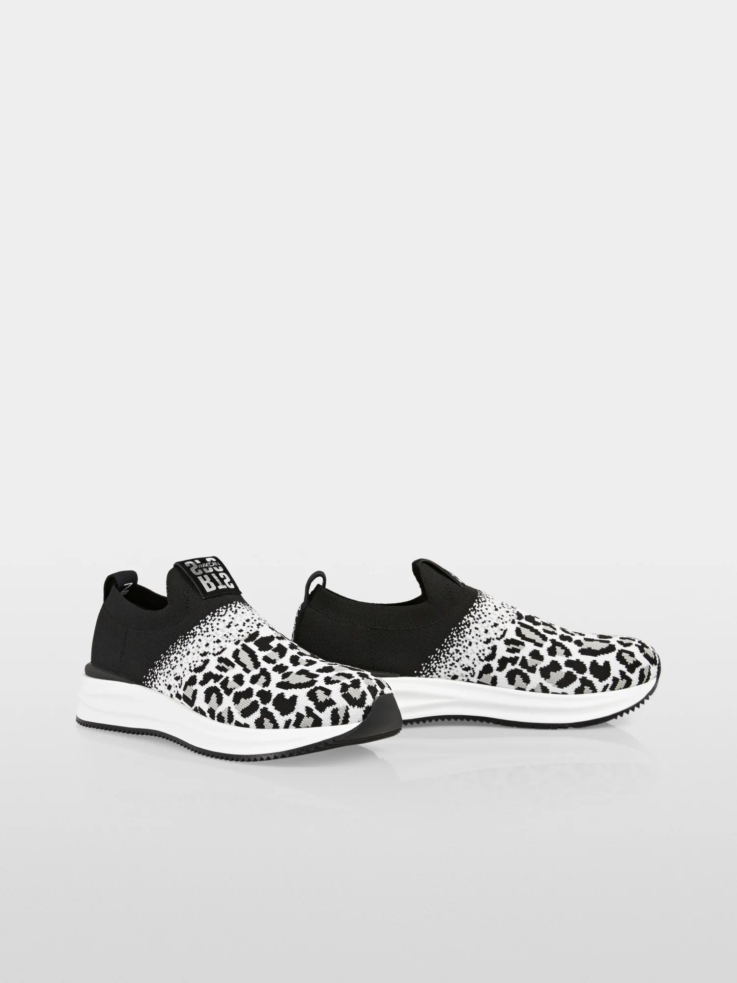 Black & White Leo Print Knitted Sneakers