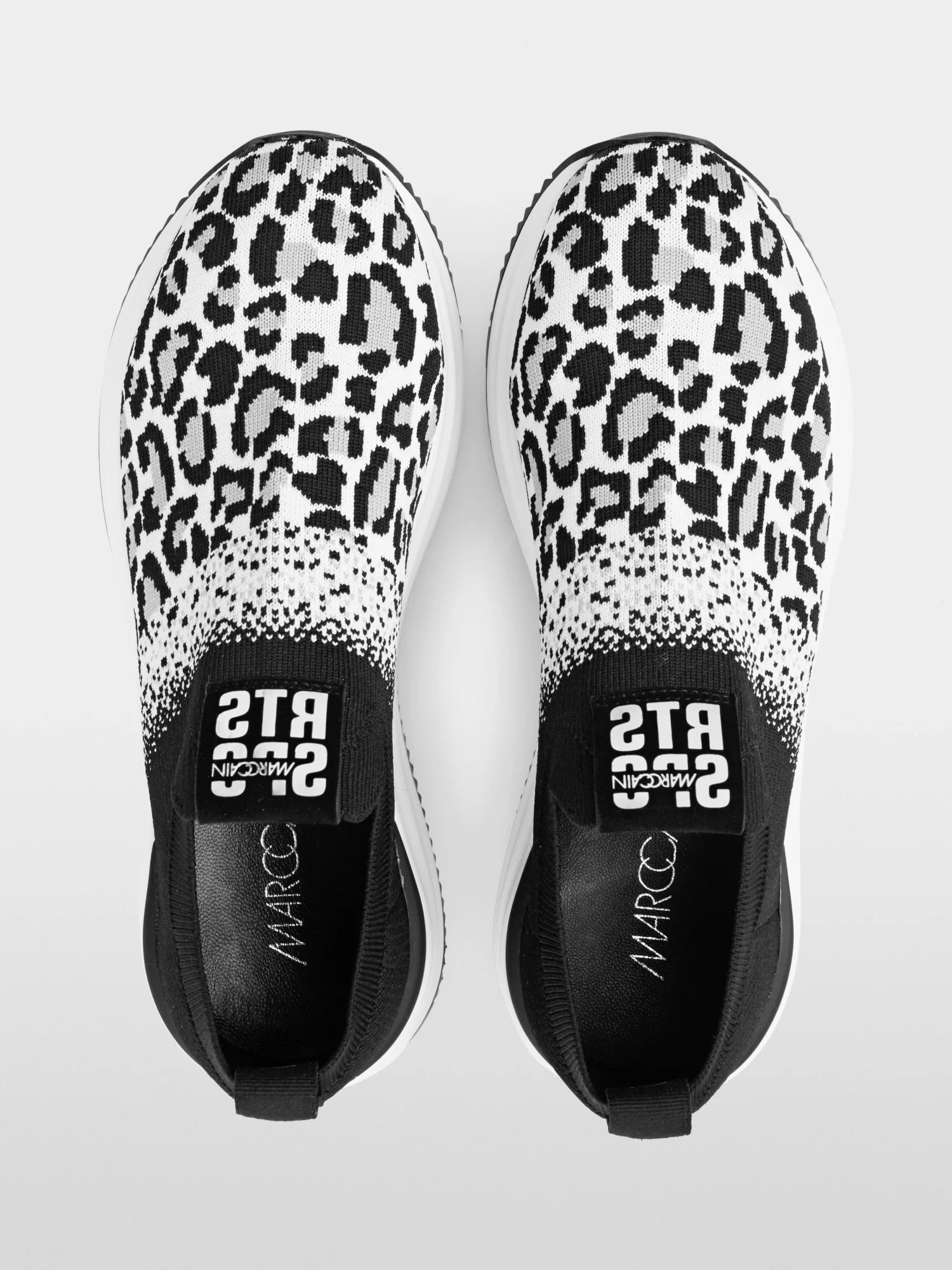 Black & White Leo Print Knitted Sneakers