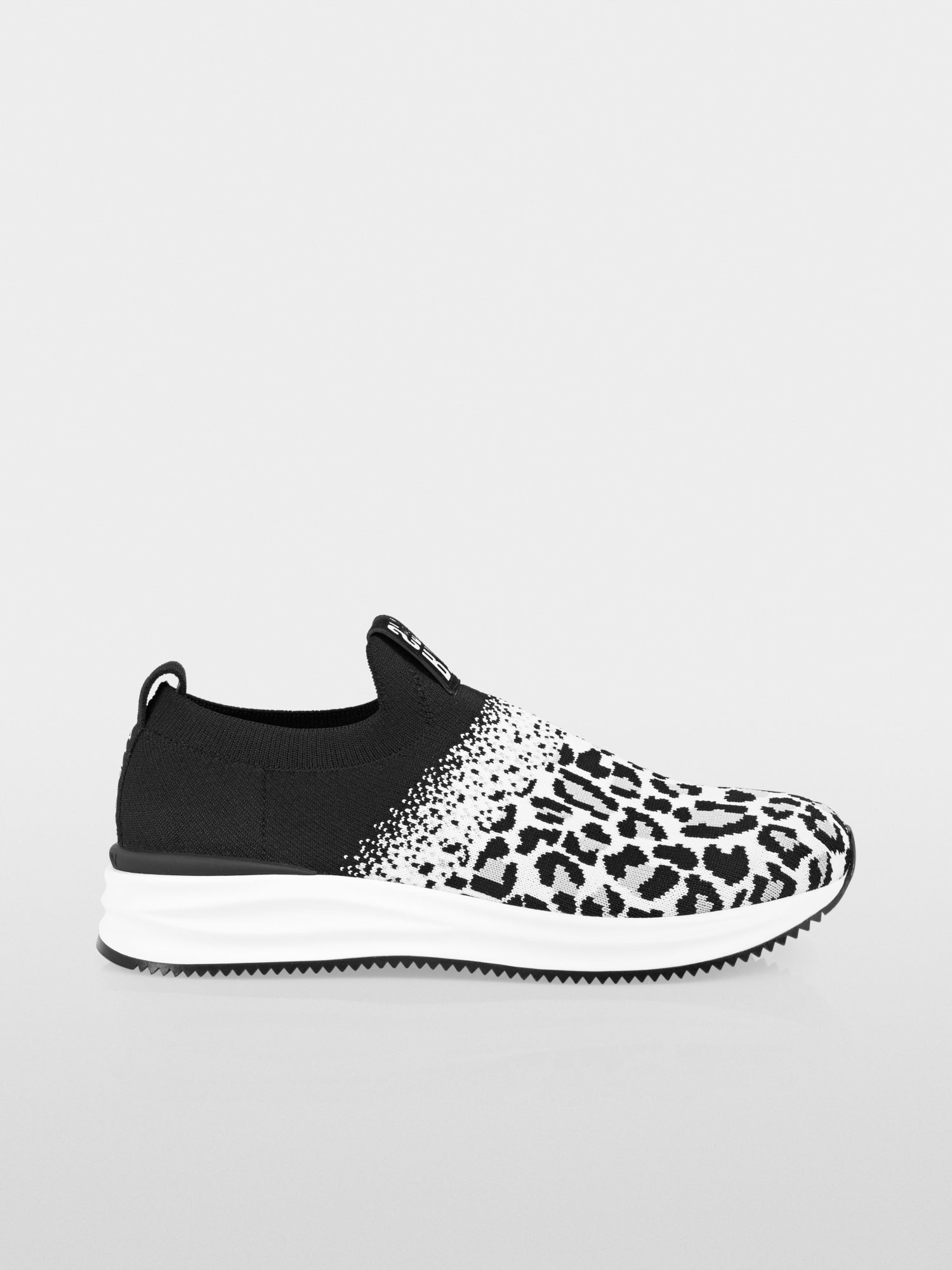 Black & White Leo Print Knitted Sneakers