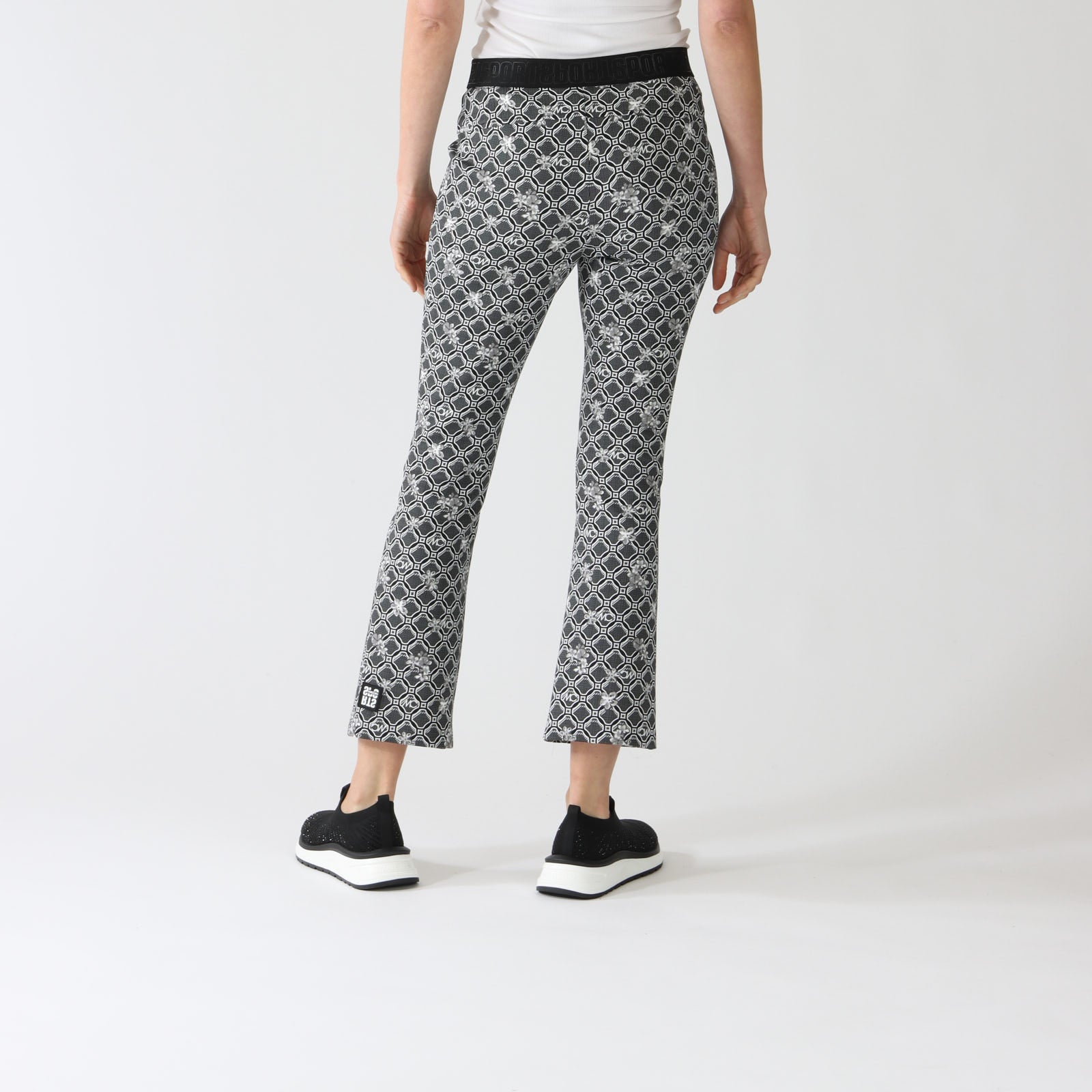 Black & White MC Logo Circles Print Fengyi Pants