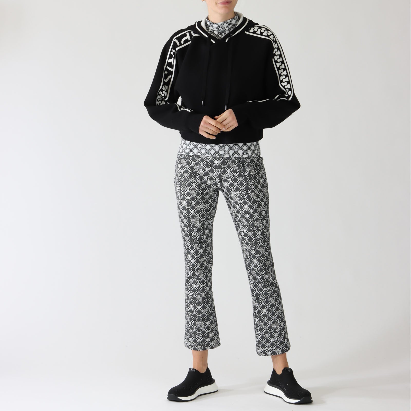 Black & White MC Logo Circles Print Fengyi Pants