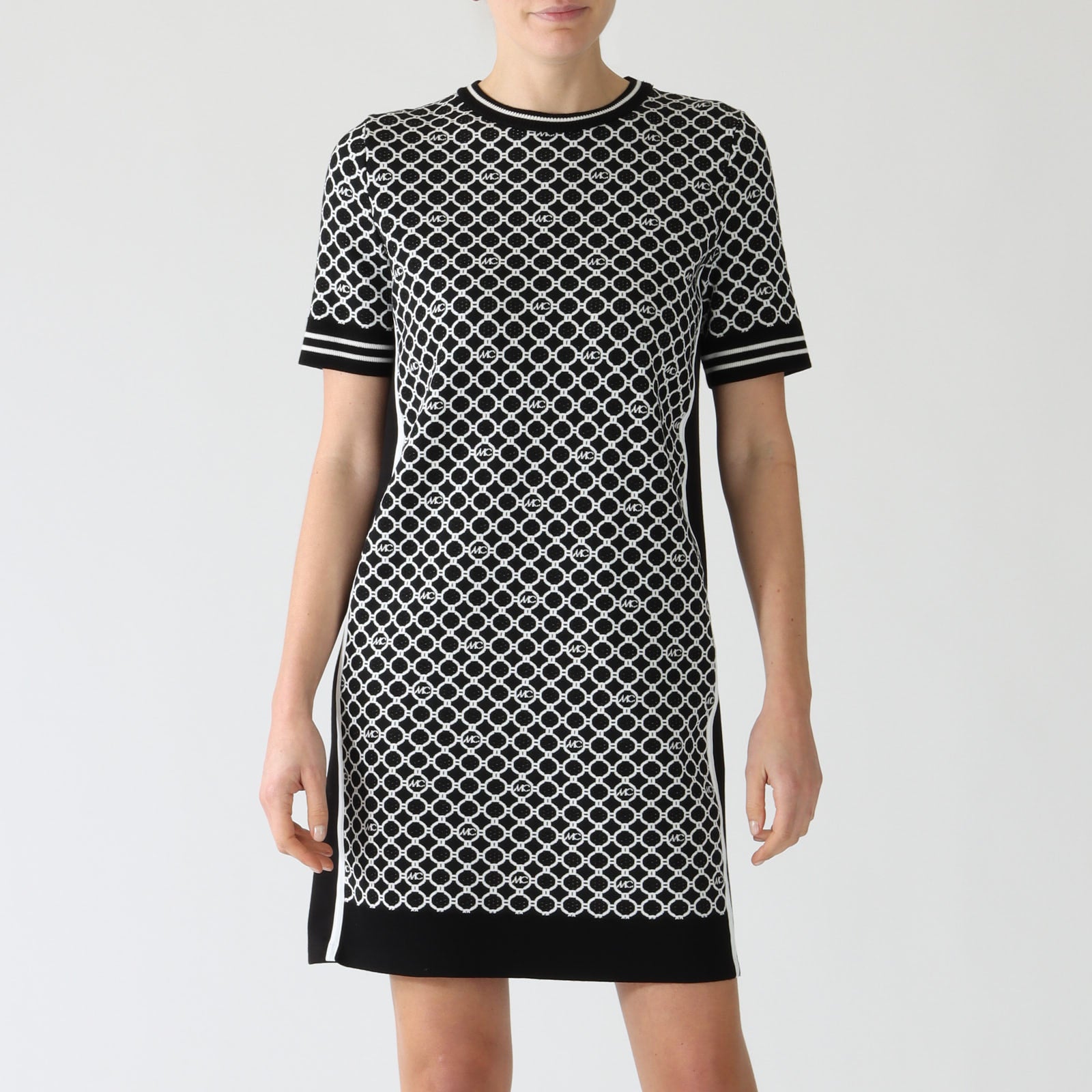 Black & White MC Logo Print Cotton Dress