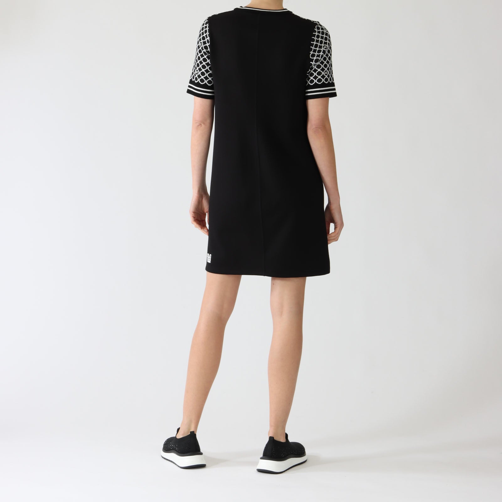 Black & White MC Logo Print Cotton Dress