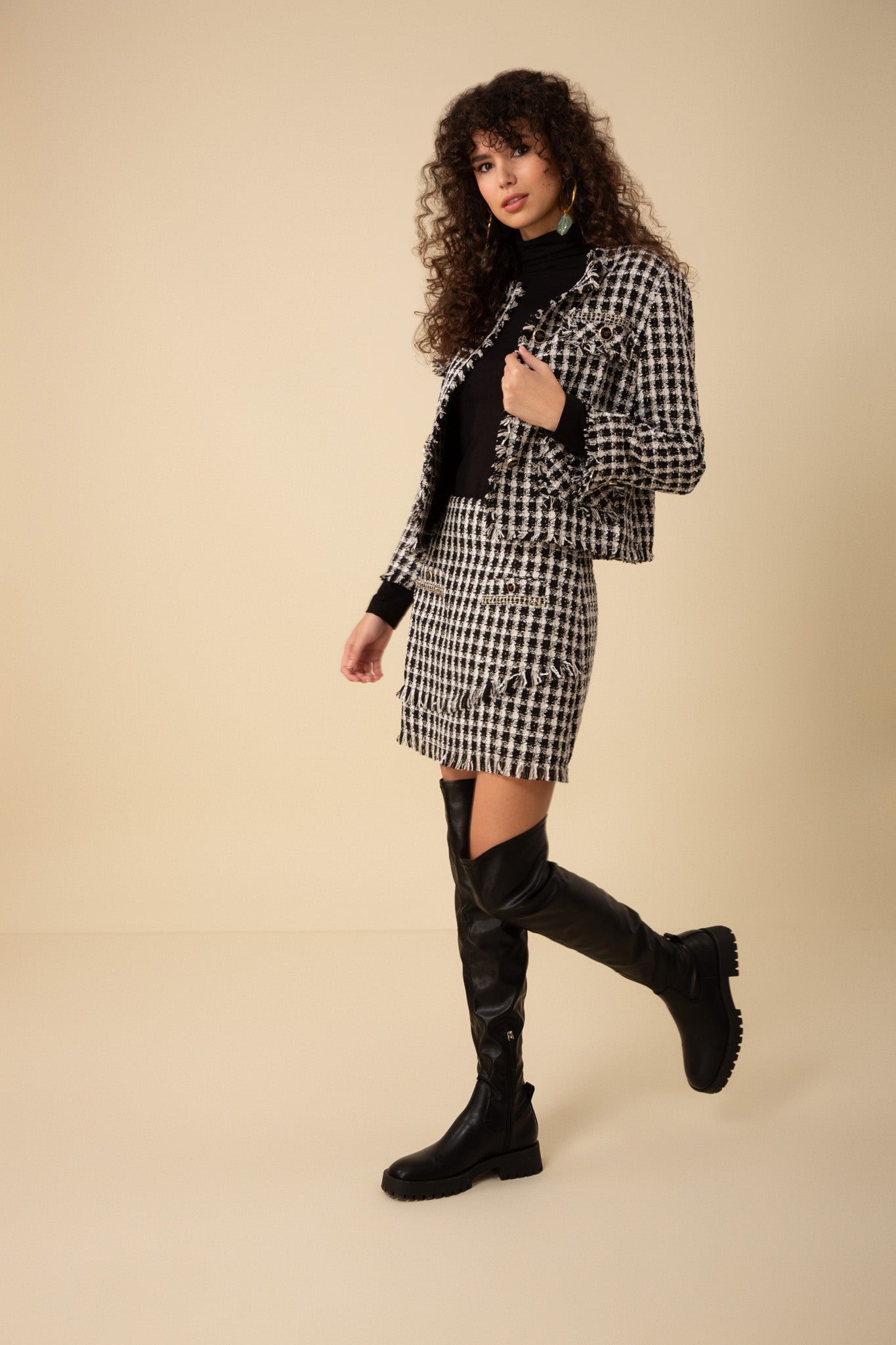 Black & White Malani Tweed Bouclé Jacket