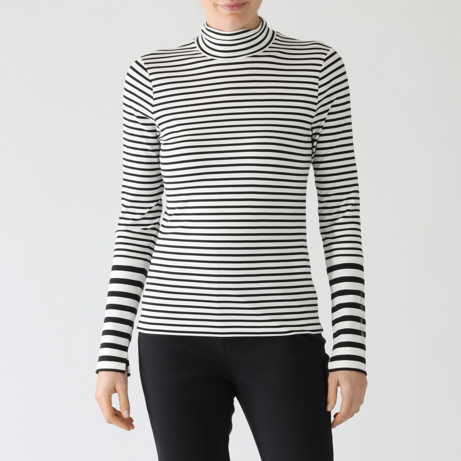 Black & White Stripe Polo Neck Top