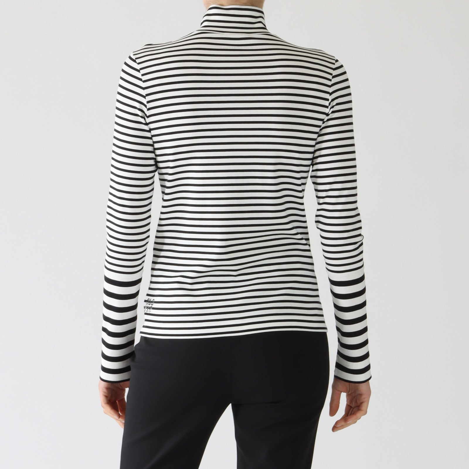 Black & White Stripe Polo Neck Top