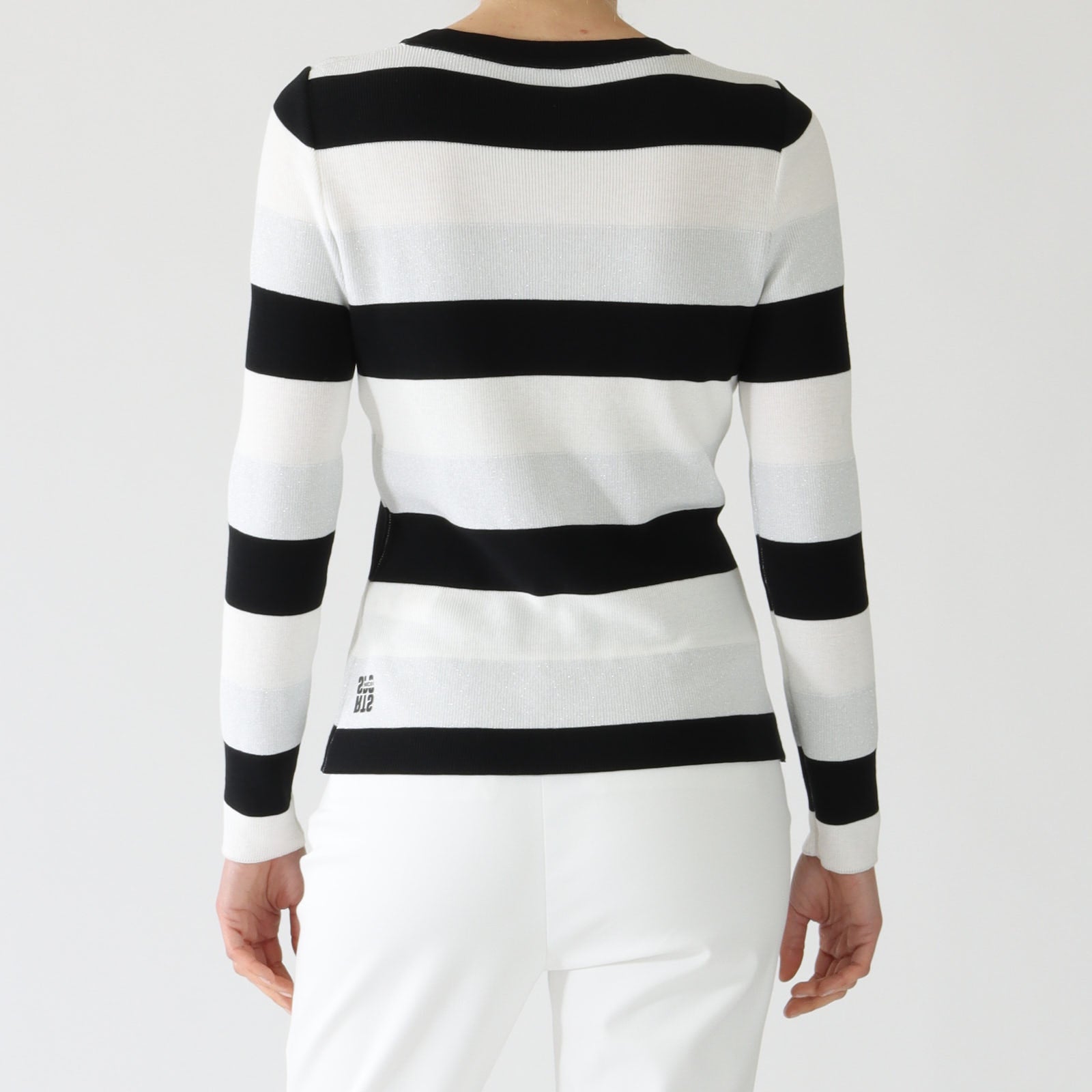 Black & Wide White Stripe Knit Sweater