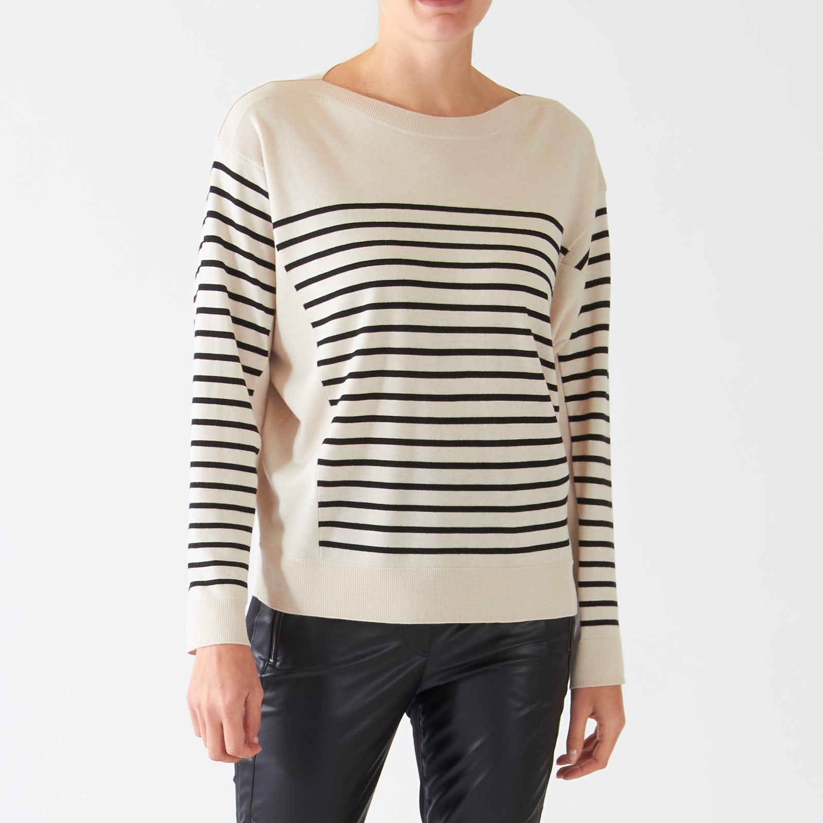 Black and Almond Milk Striped Sweater