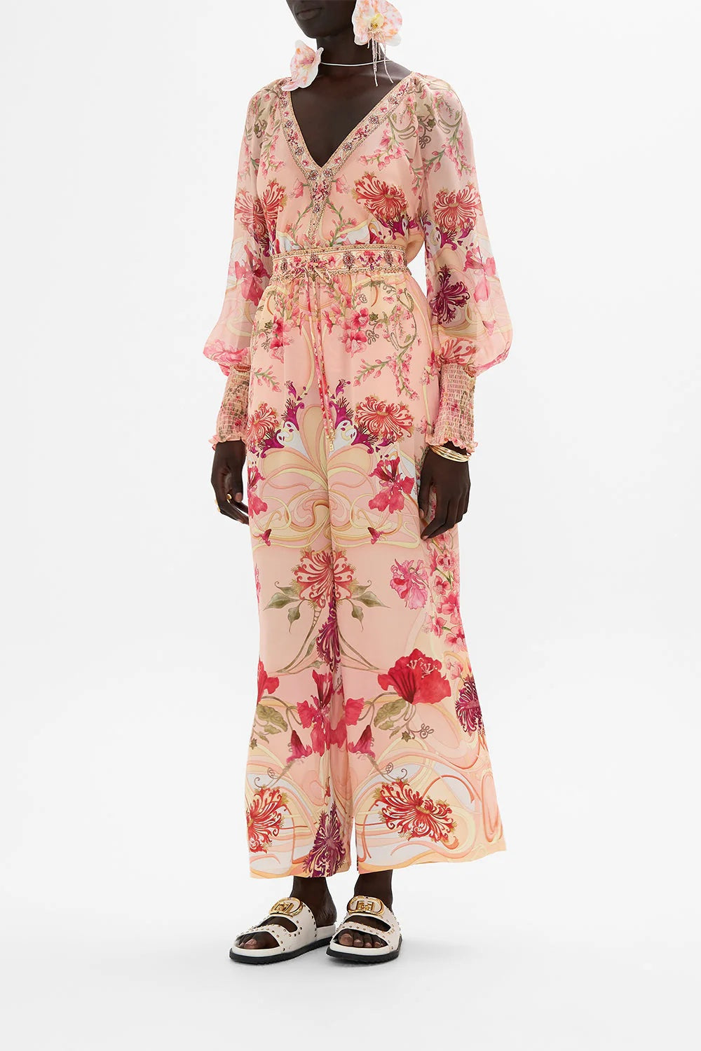 Blossoms And Brushstrokes Wide Leg Pants