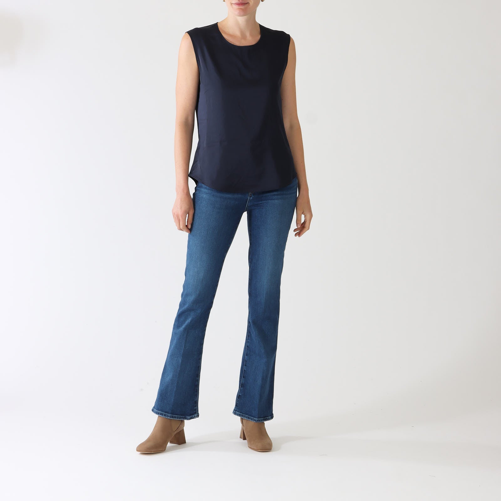 Blu Satin Style Sleeveless Top