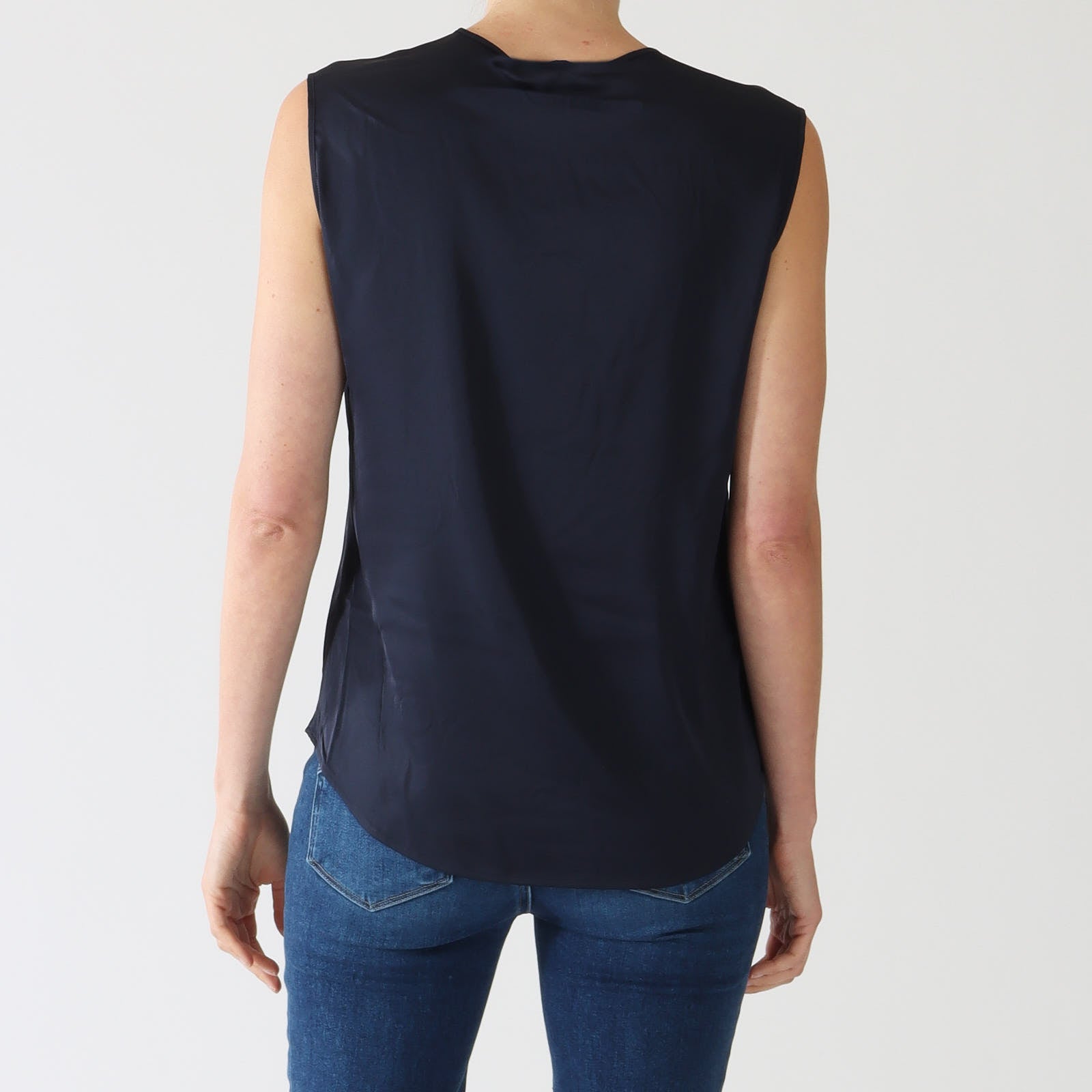 Blu Satin Style Sleeveless Top