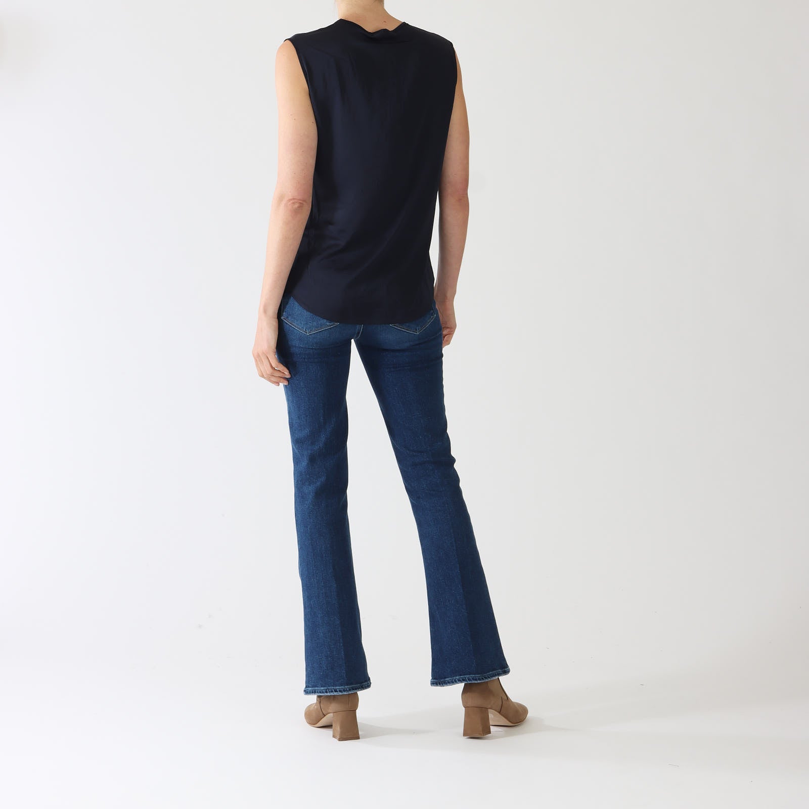 Blu Satin Style Sleeveless Top