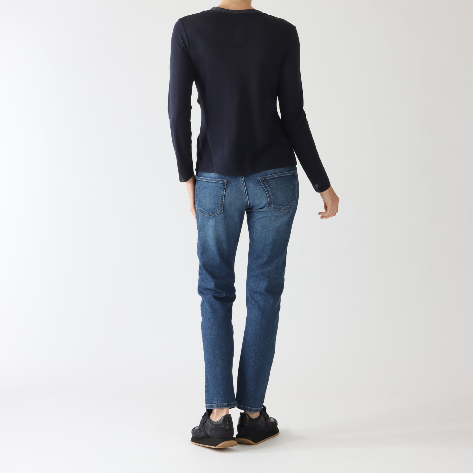 Blu Sequin Embellished V-Neck T-Shirt