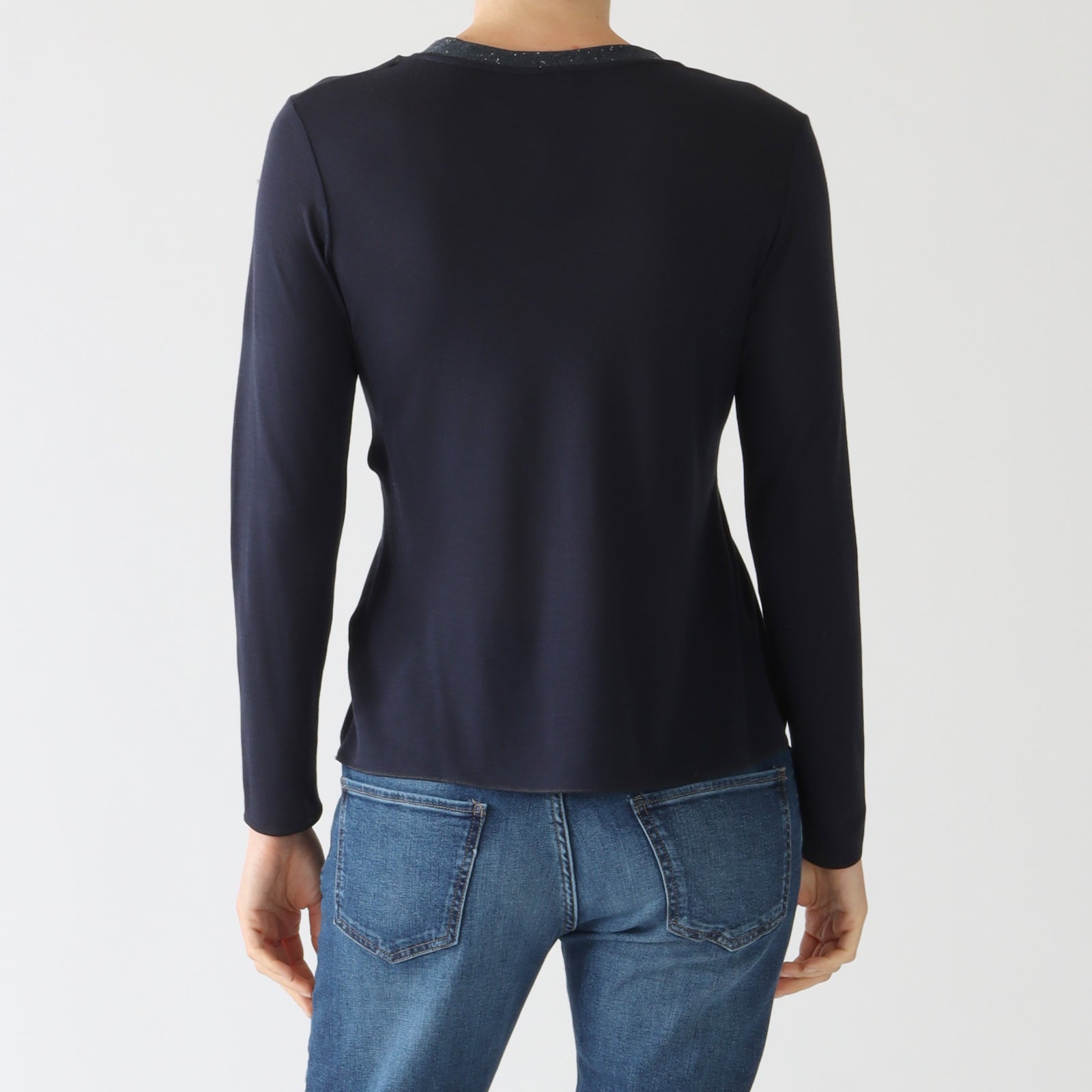 Blu Sequin Embellished V-Neck T-Shirt