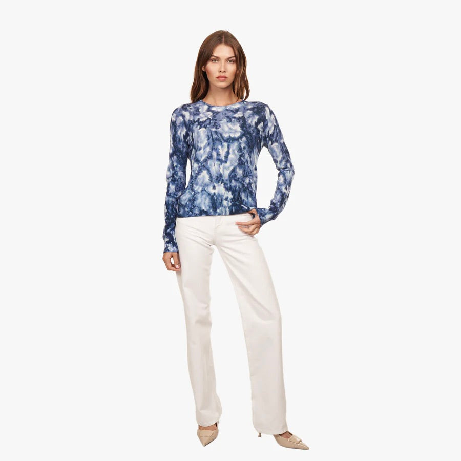 Blue Combo Floral Print Cashmere Sweater