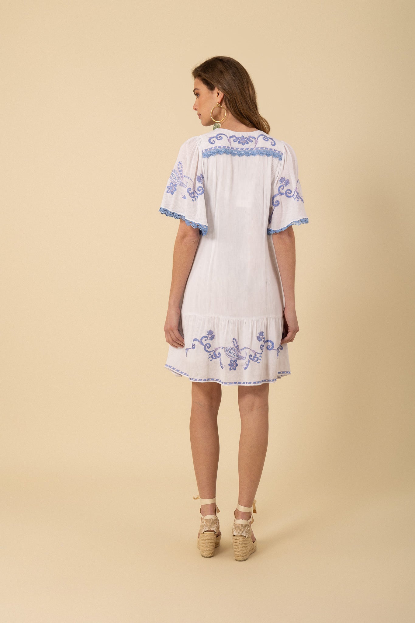 Blue Lennox Embroidered Gauze Dress