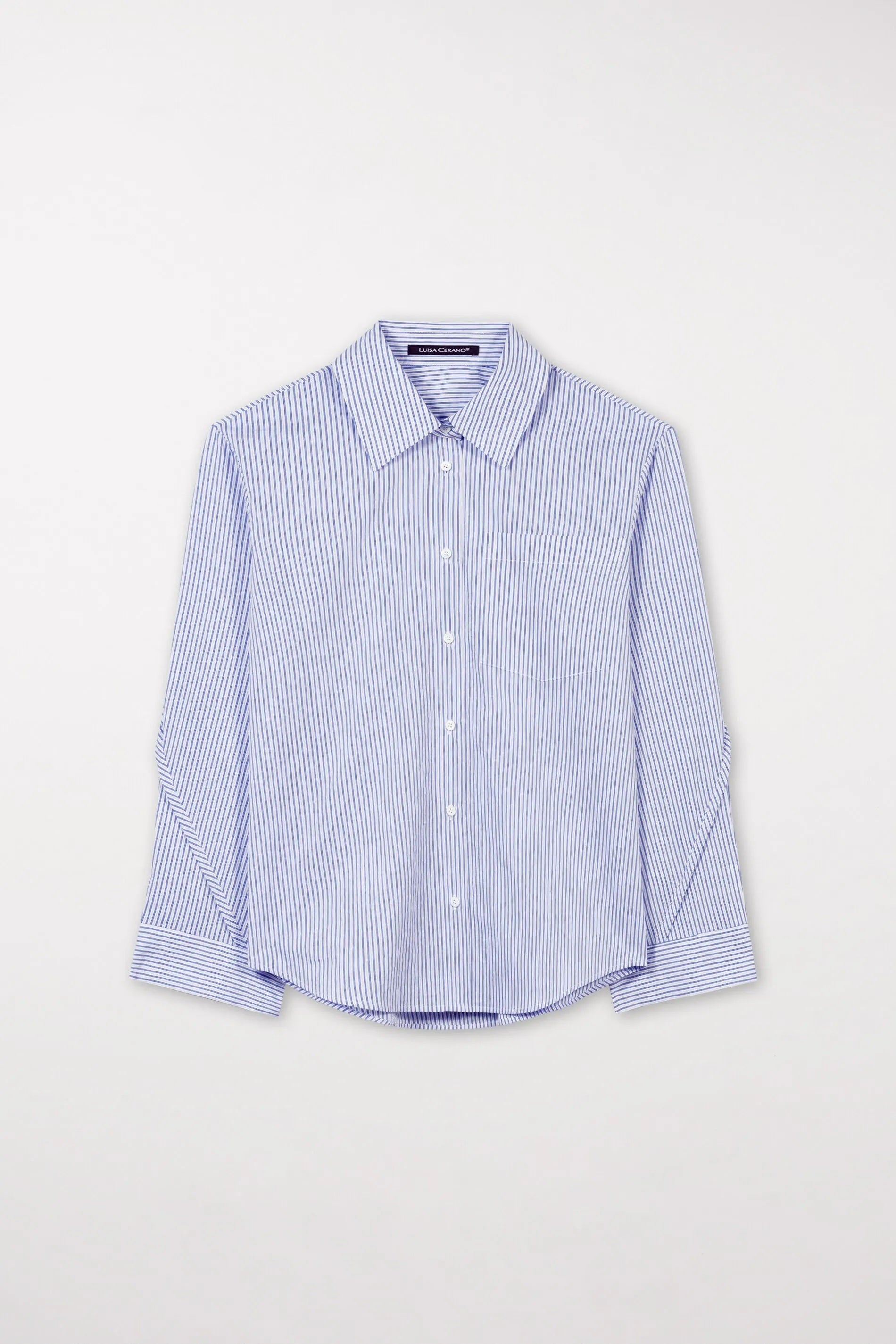 Blue Pinstripe Cotton Blend Shirt