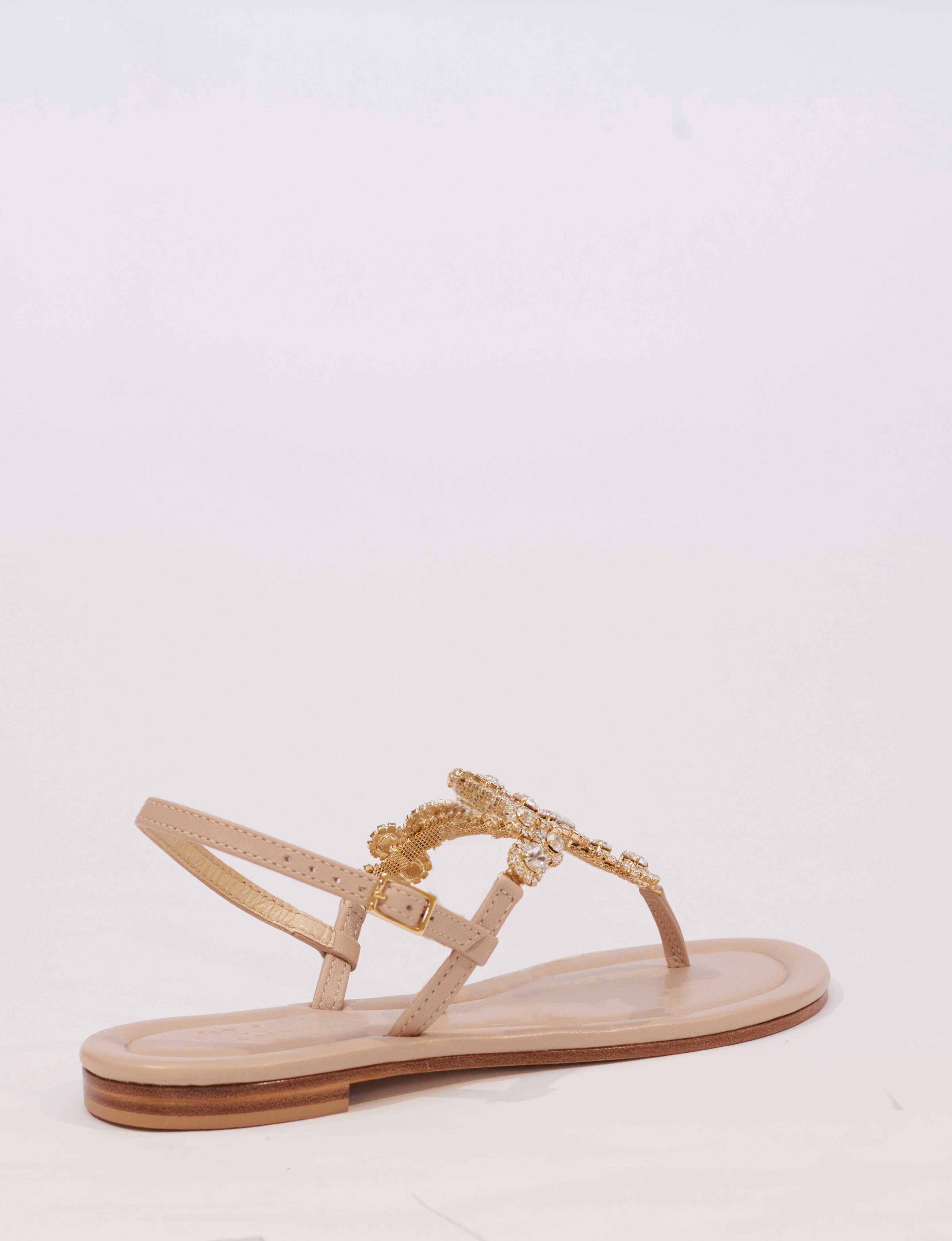 Blush Triangle Crystal Toe Post Sandals