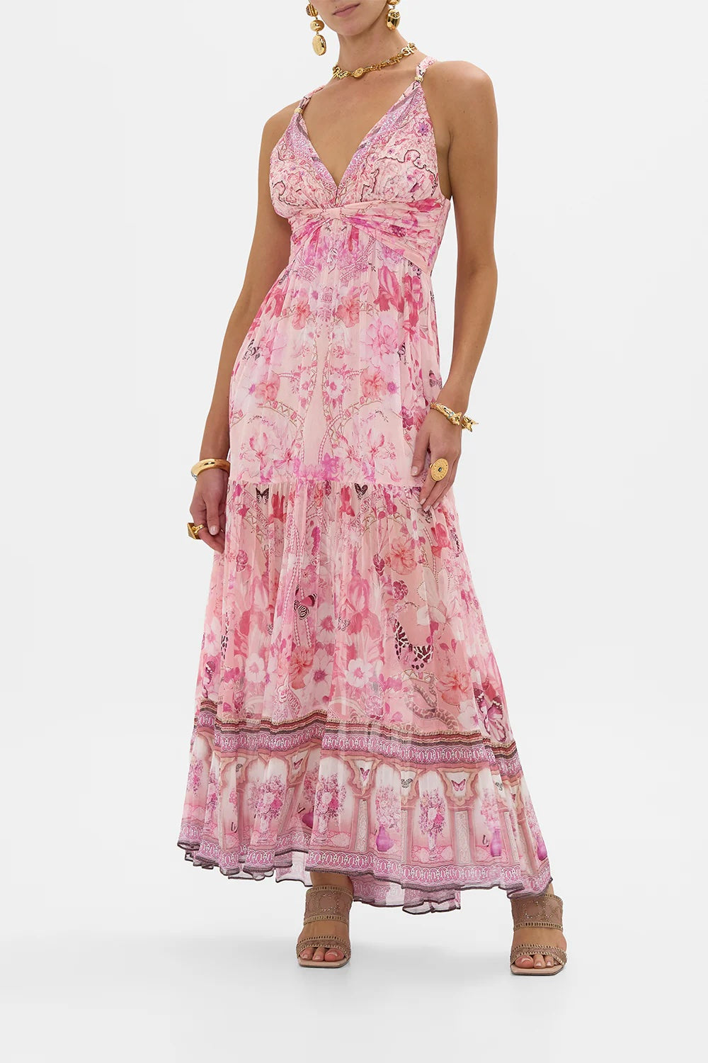 Botanical Novella Bead Strap Maxi Dress