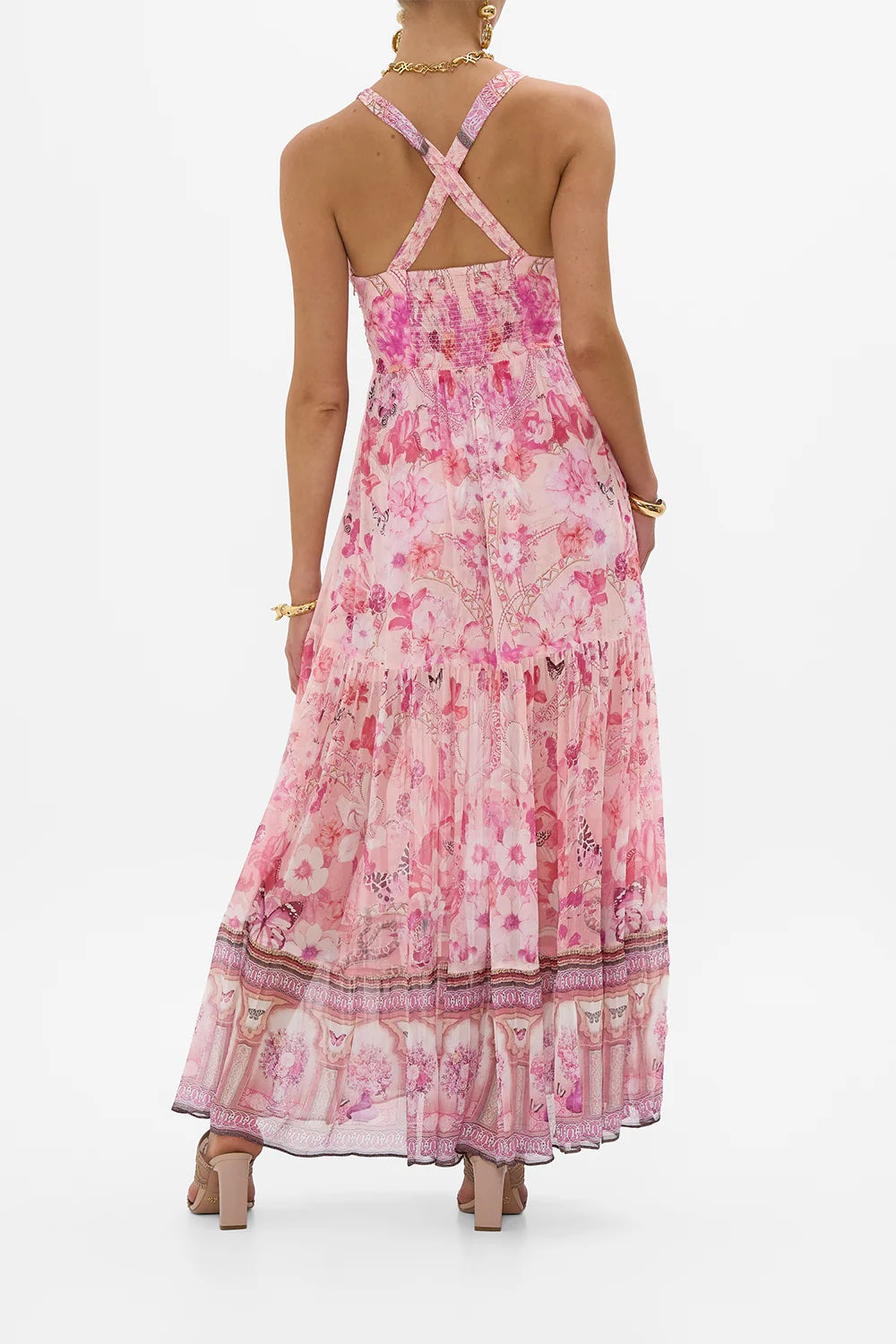 Botanical Novella Bead Strap Maxi Dress