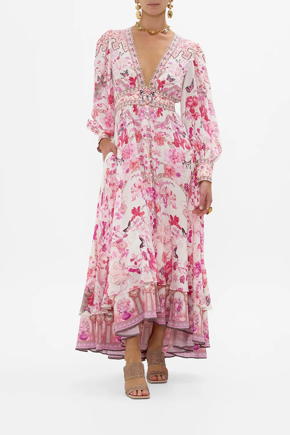 Botanical Novella Button Front Maxi Dress