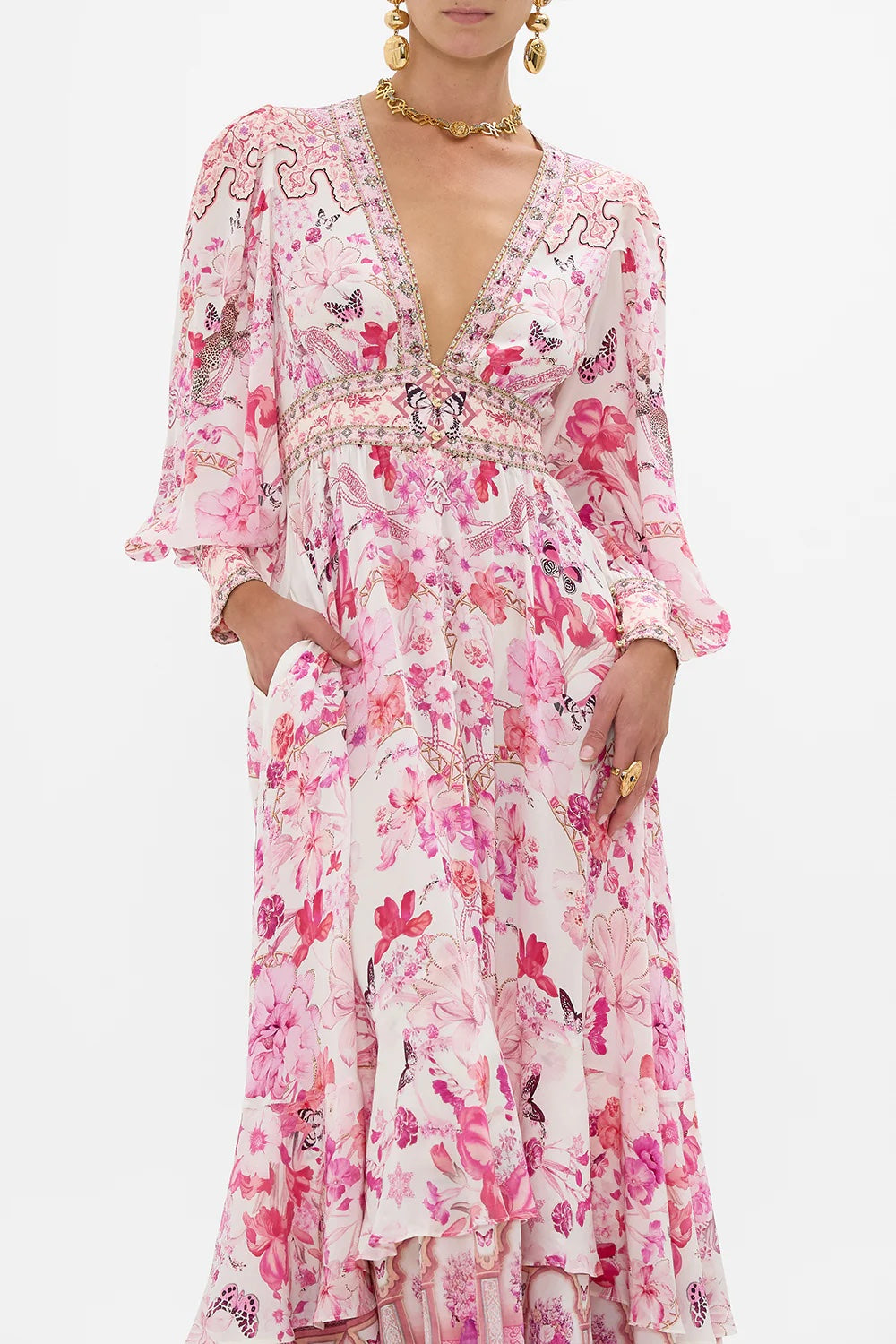 Botanical Novella Button Front Maxi Dress