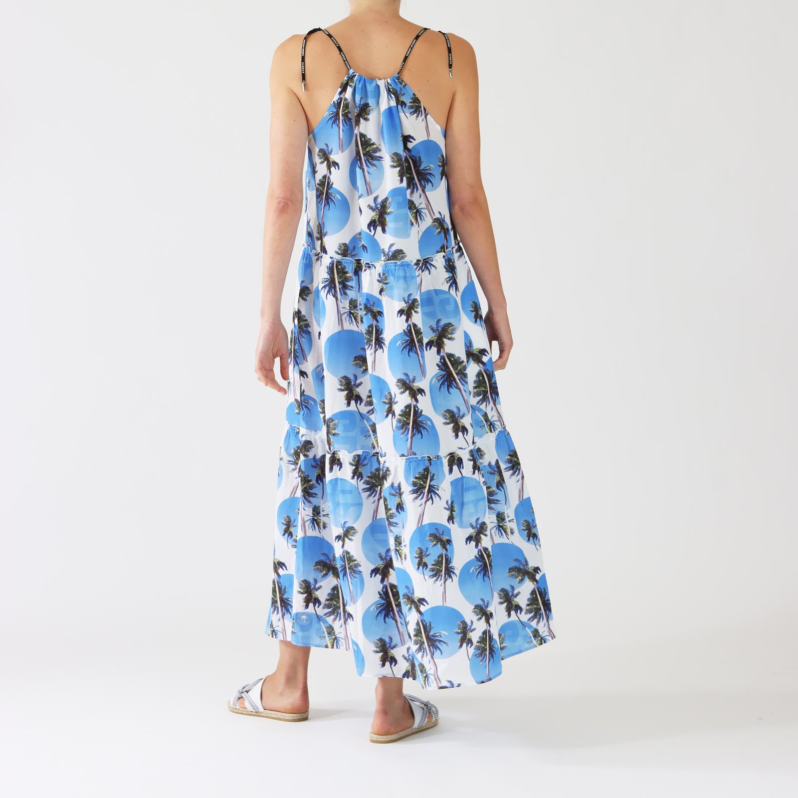 Bright Azure Beach Point Print Maxi Dress