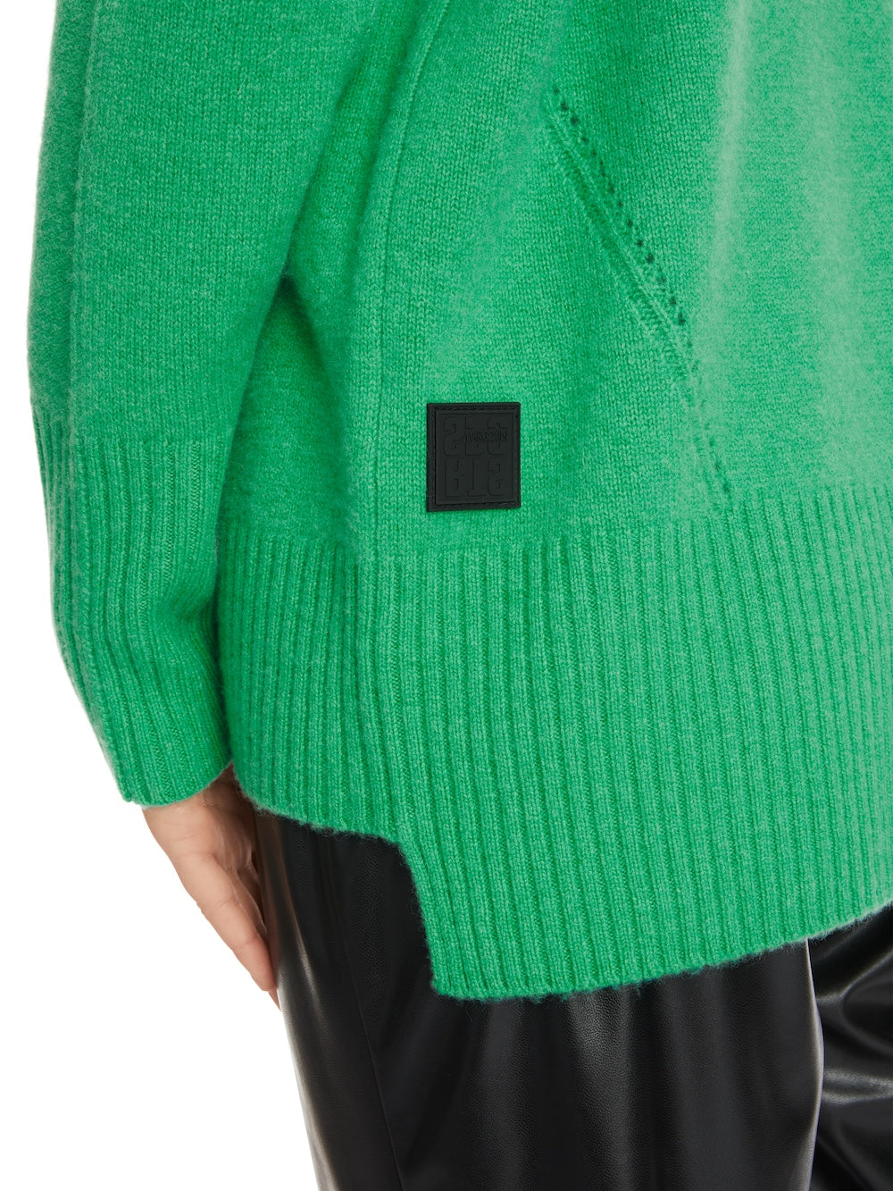 Bright Basil Leaf Cashmere Blend Polo Neck Sweater