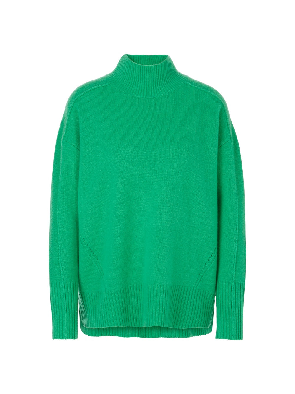 Bright Basil Leaf Cashmere Blend Polo Neck Sweater