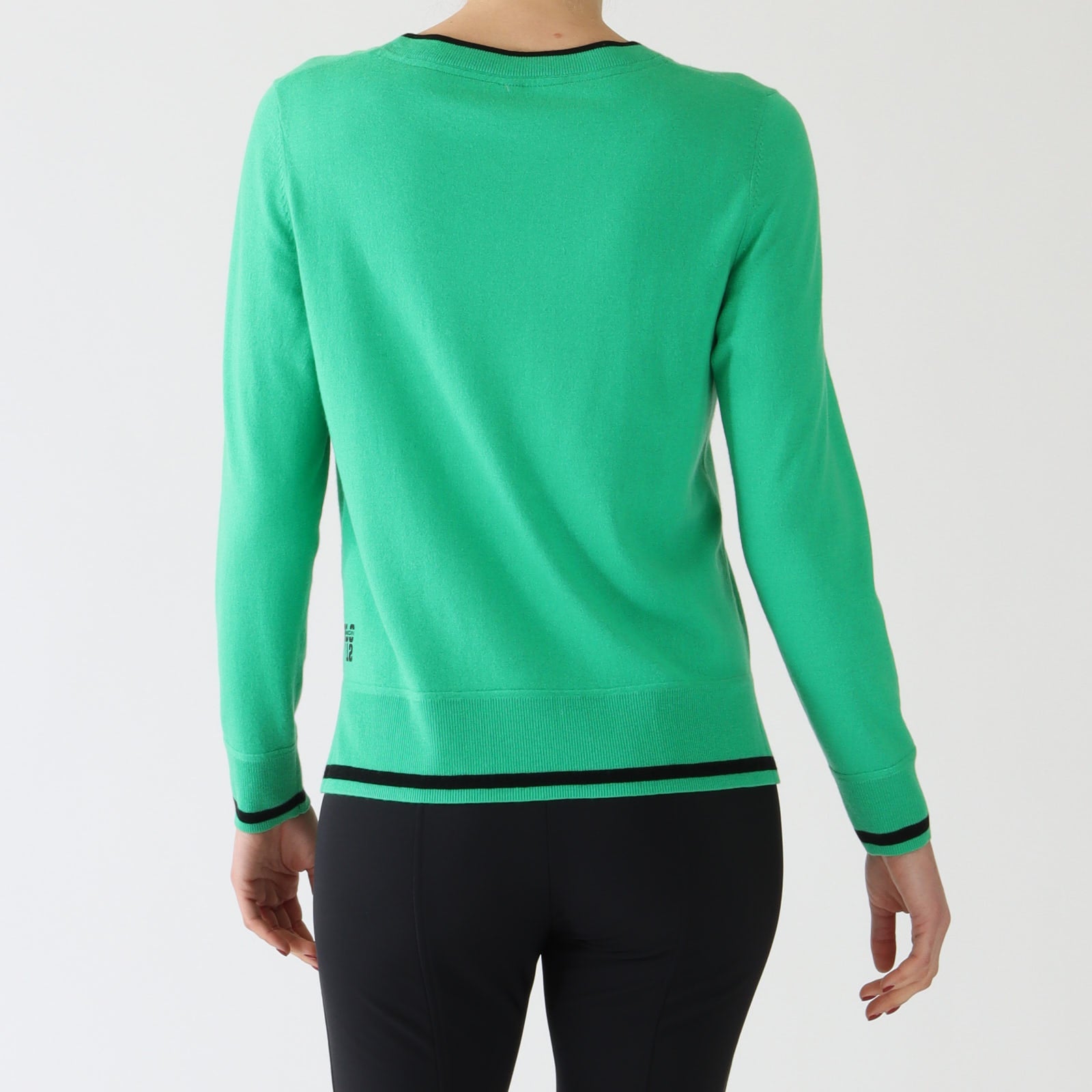 Bright Basil Leaf Sweater With Black Trims