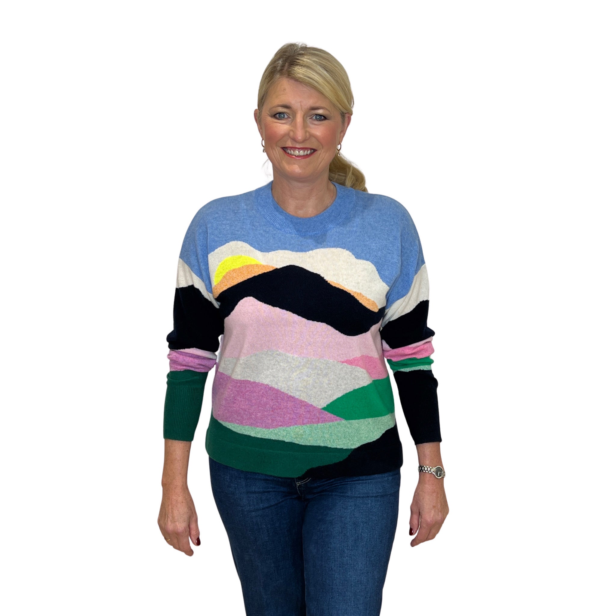 Bright Combo Peaks & Valleys Cashmere Sweater