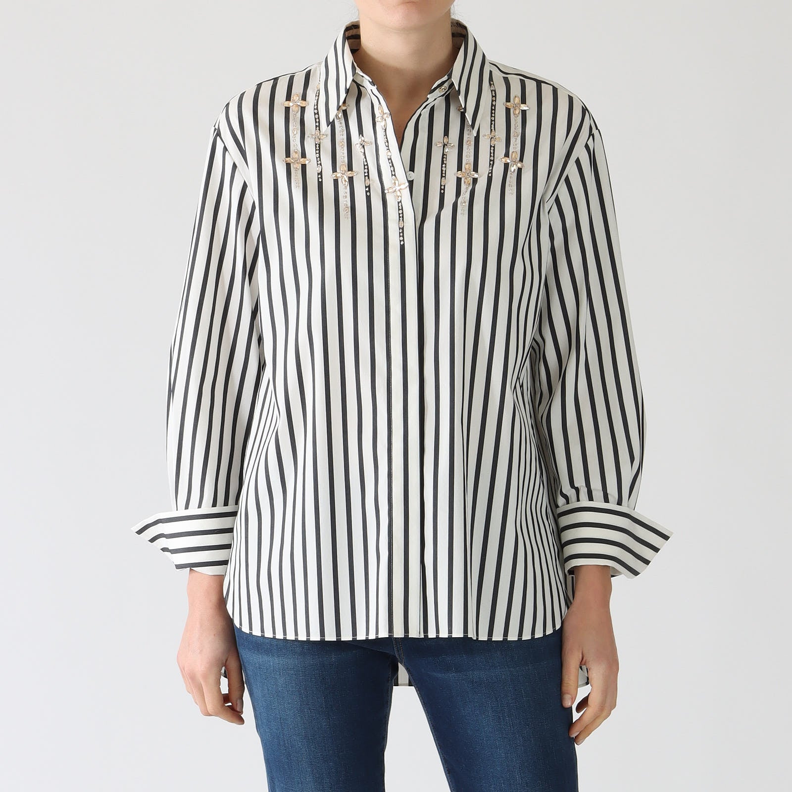 Bright Ecru & Midnight Blue Striped Shirt