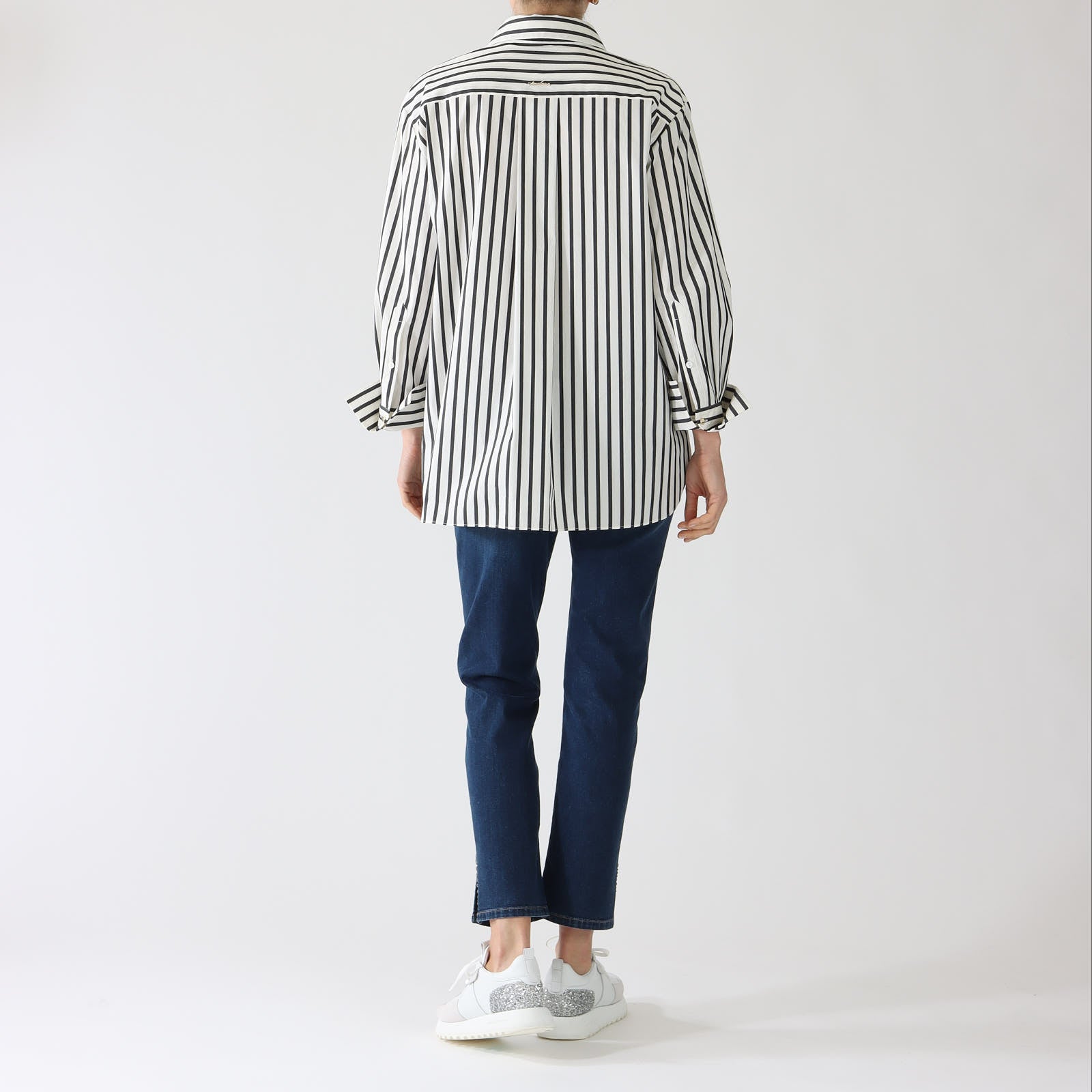 Bright Ecru & Midnight Blue Striped Shirt