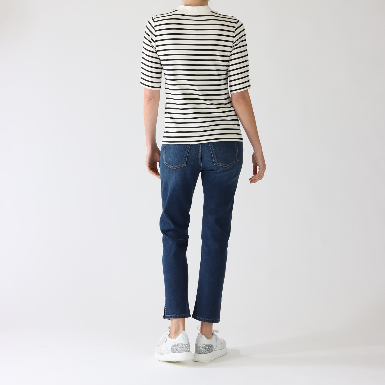 Bright Ecru & Midnight Blue Striped T-Shirt