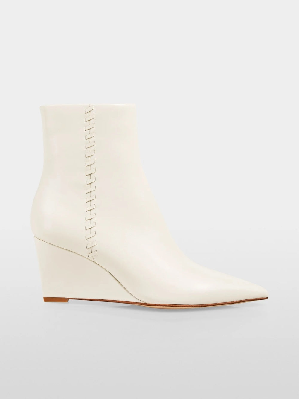 Bright Ecru Wedge Heel Leather Bootie