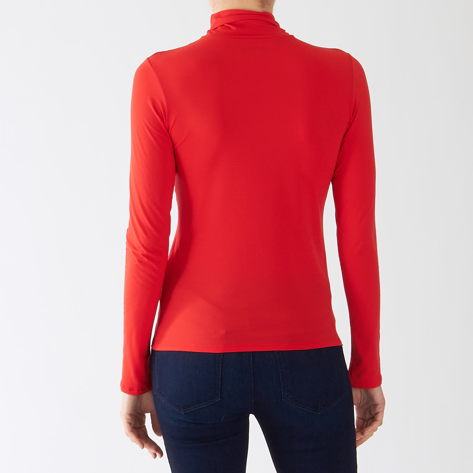 Bright Fire Red Second Skin Polo Neck Top