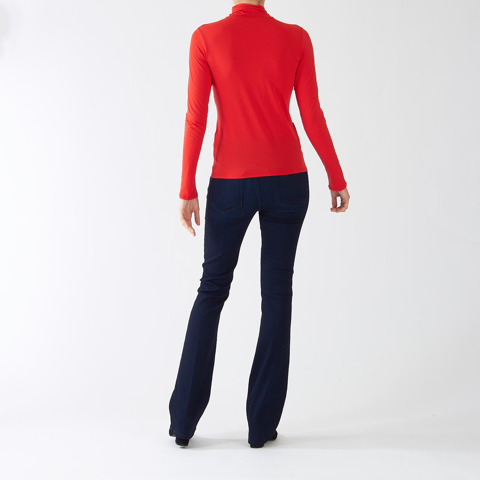 Bright Fire Red Second Skin Polo Neck Top