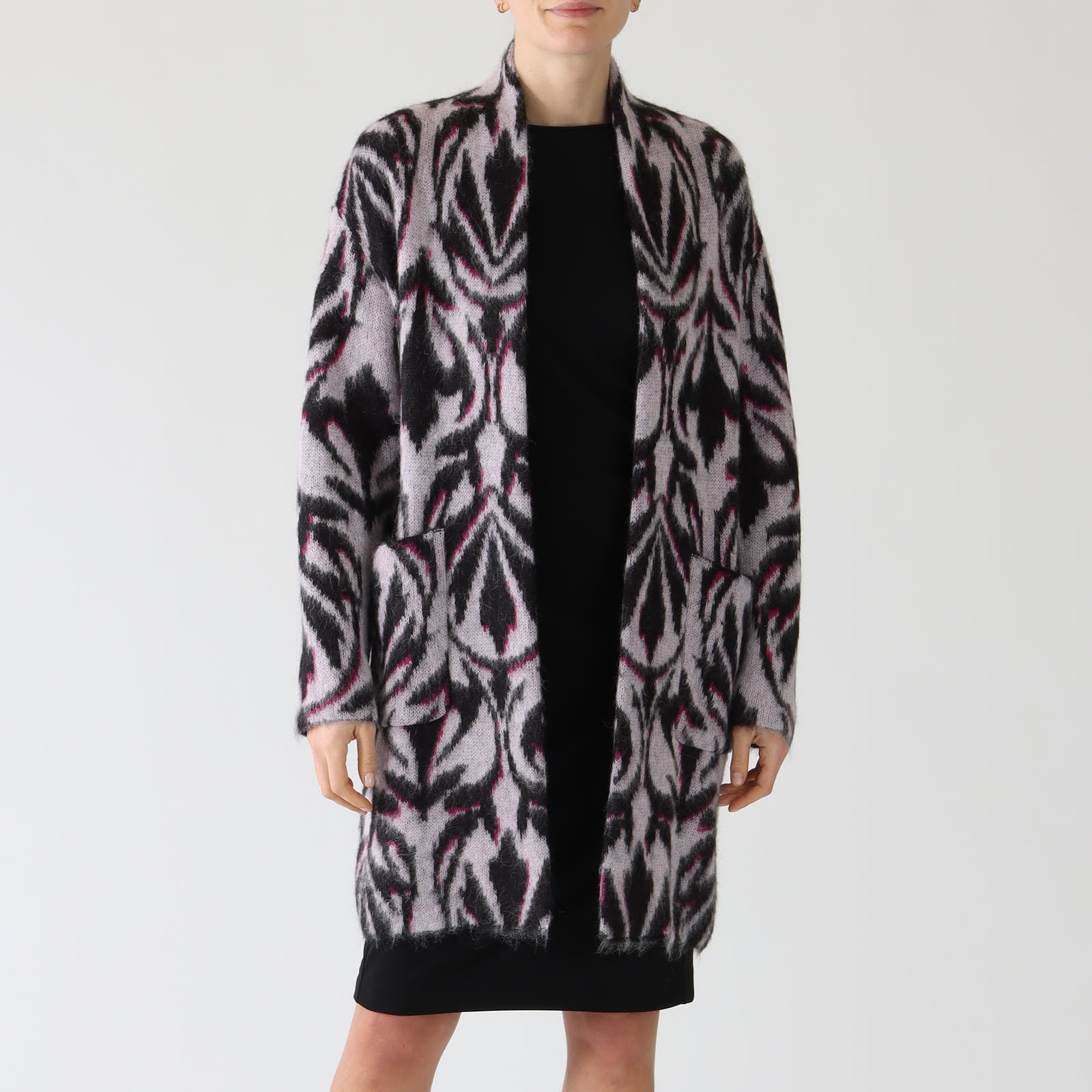 Bright Rose Tan Tangy Patterned Wool Blend Coat