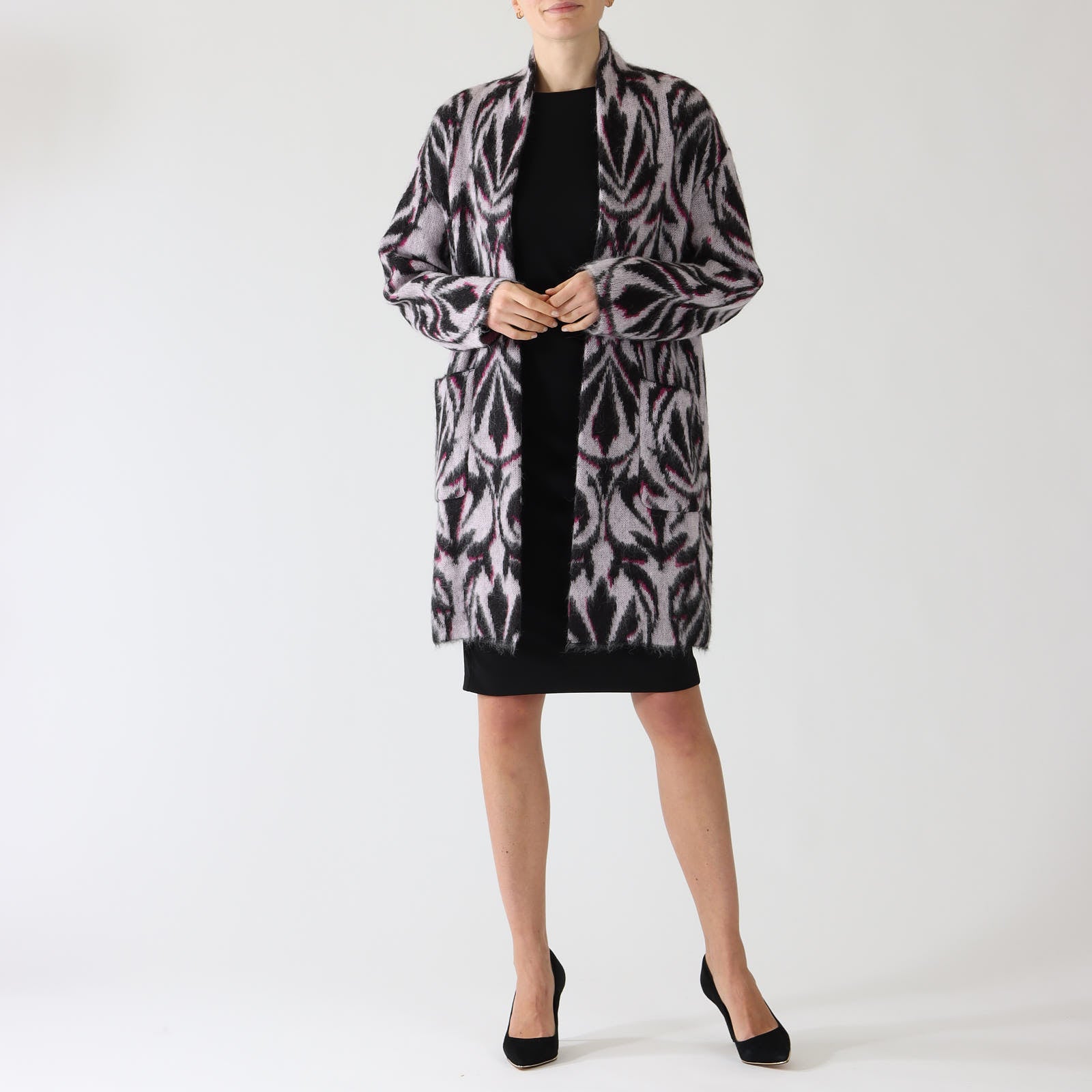 Bright Rose Tan Tangy Patterned Wool Blend Coat