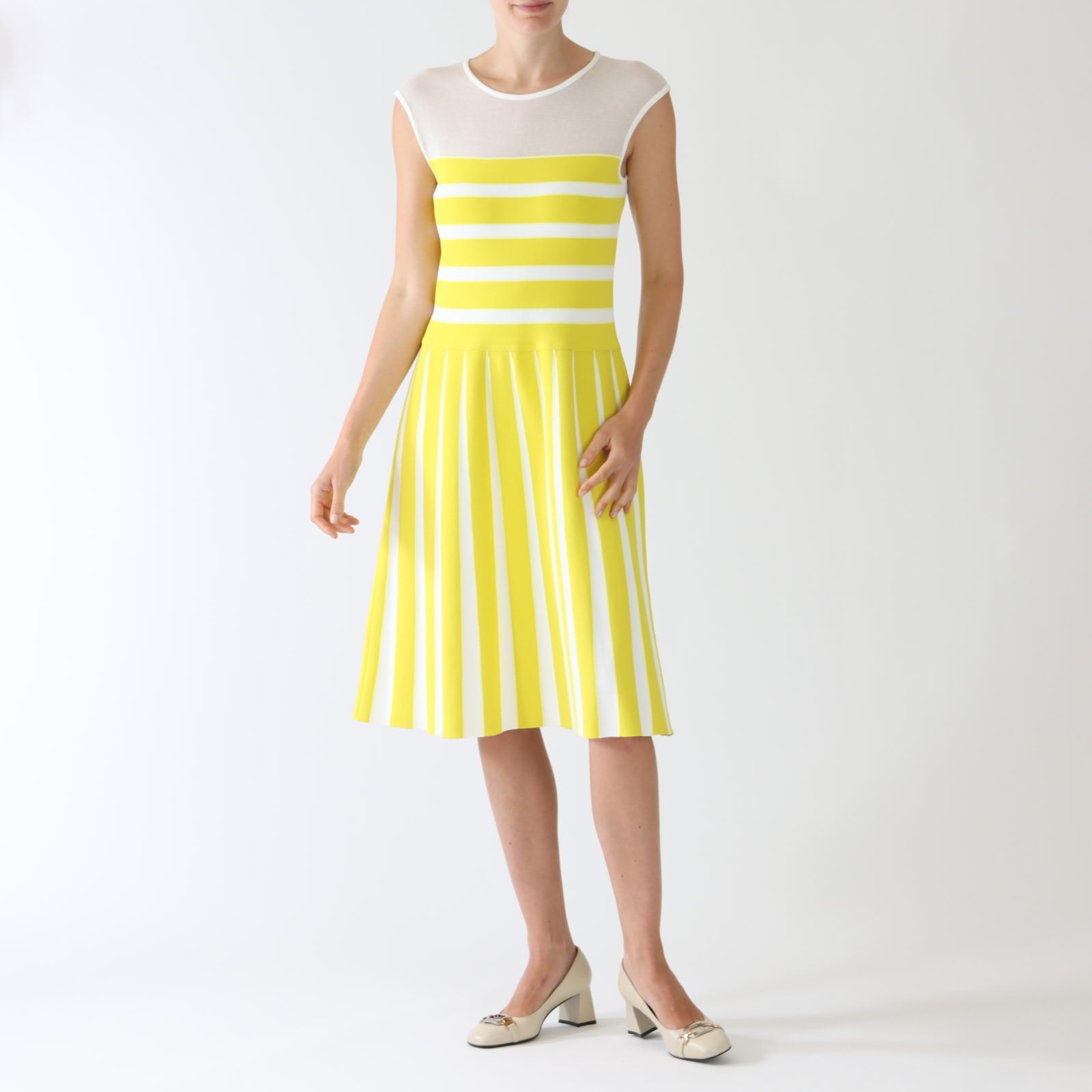 Bright Sulphur Striped A-Line Dress