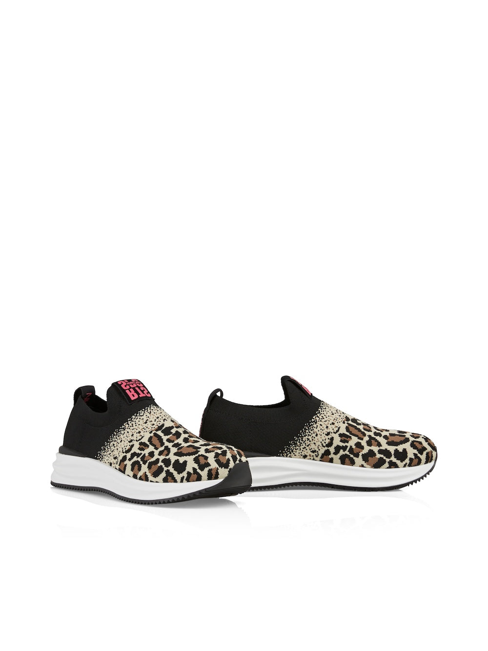 Bright Toffee Leo Print Knitted Sneakers