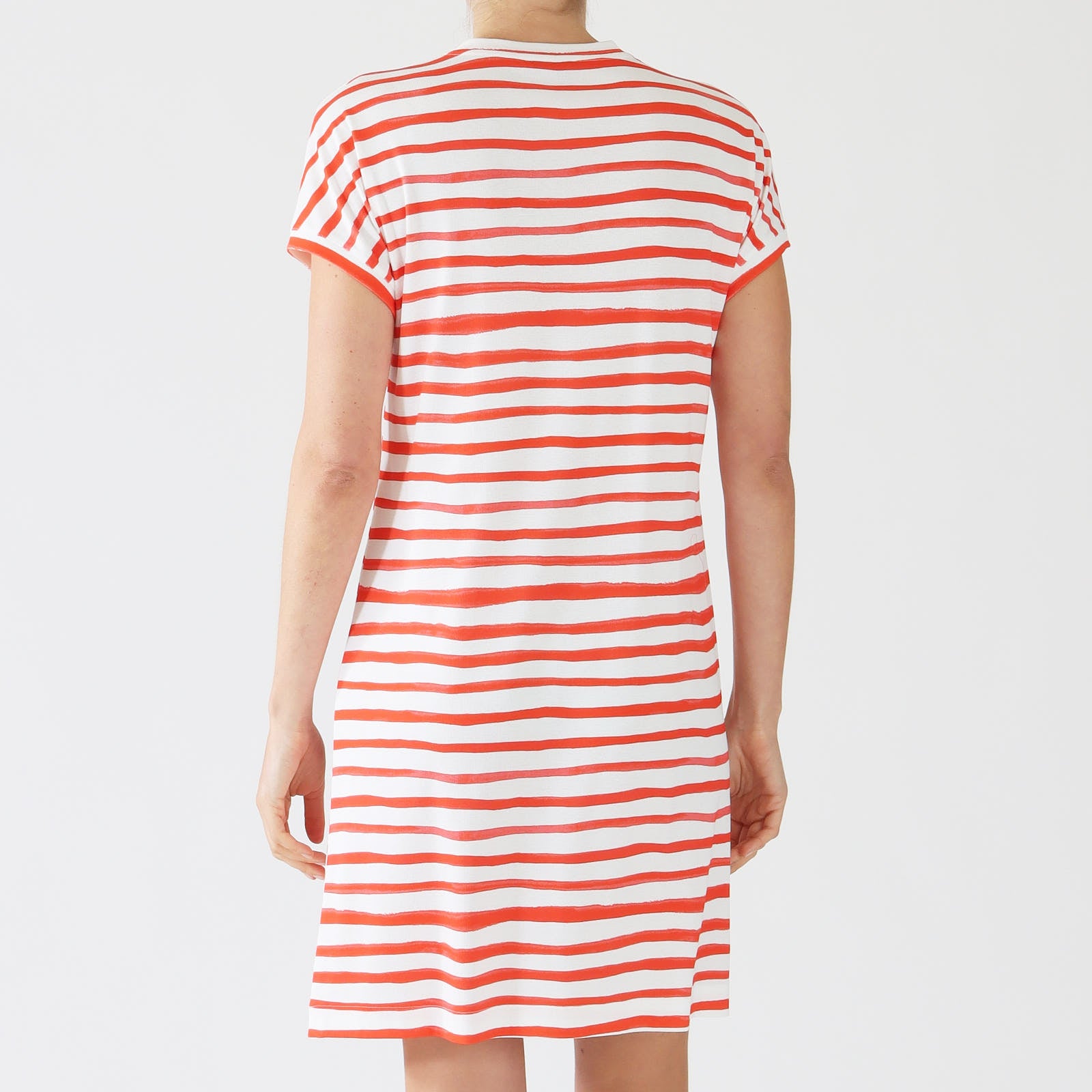 Bright Tomato Stripe T-Shirt Dress