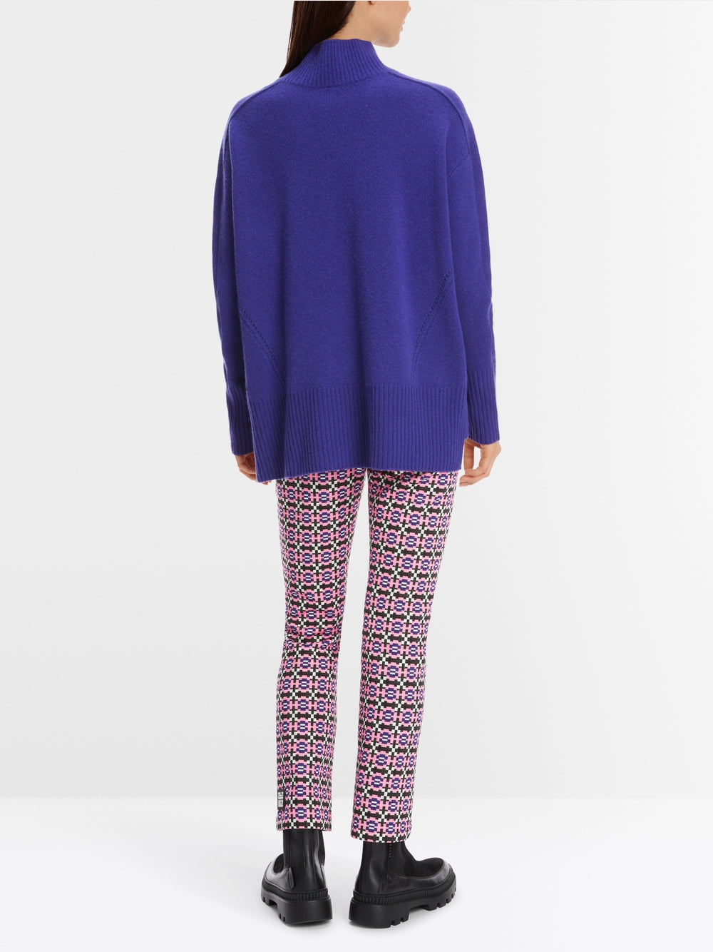 Bright Violet Cashmere Blend Polo Neck Sweater